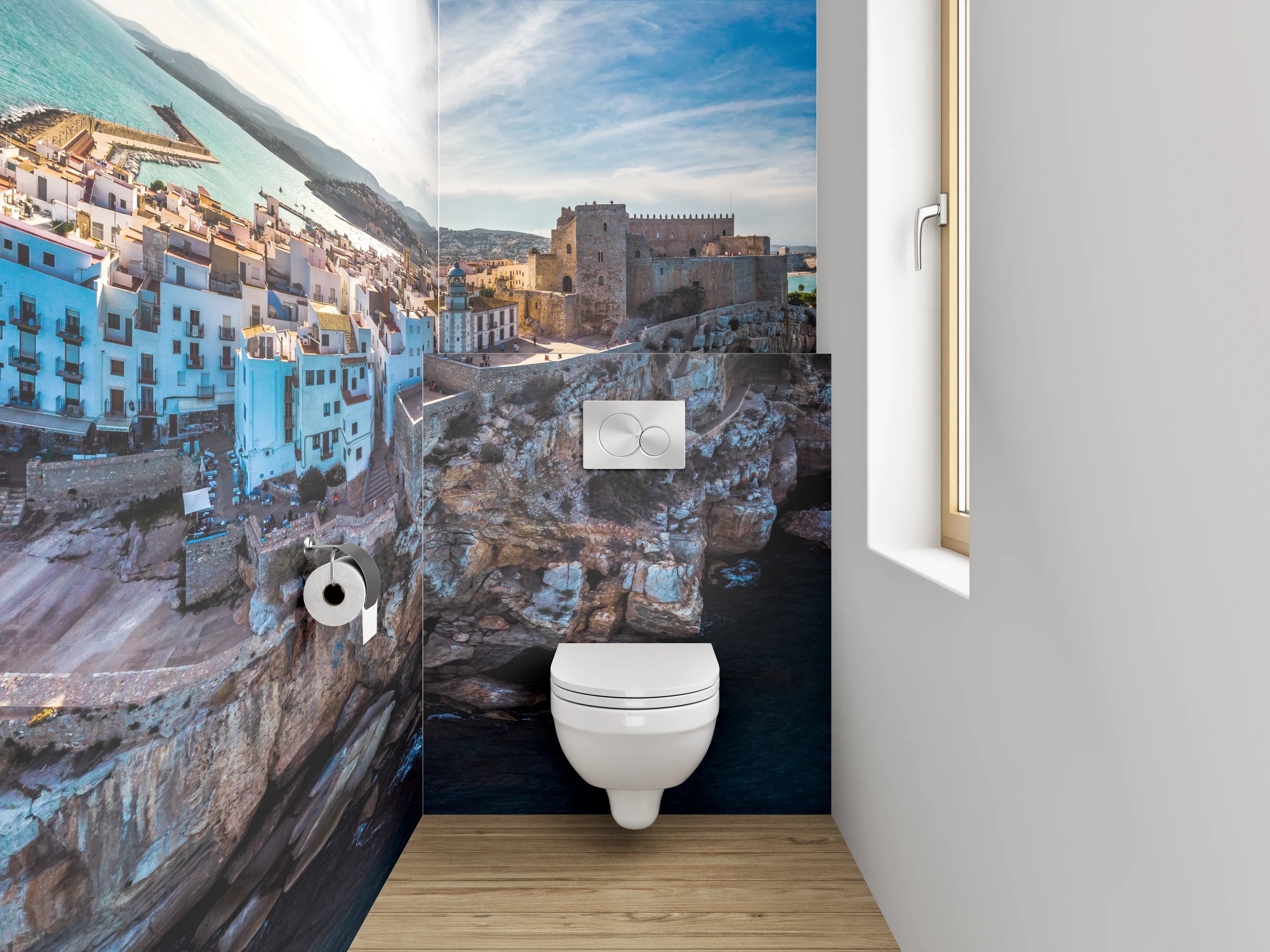 WC-Rückwand - Mittelalterliche Felsenstadt am Meer