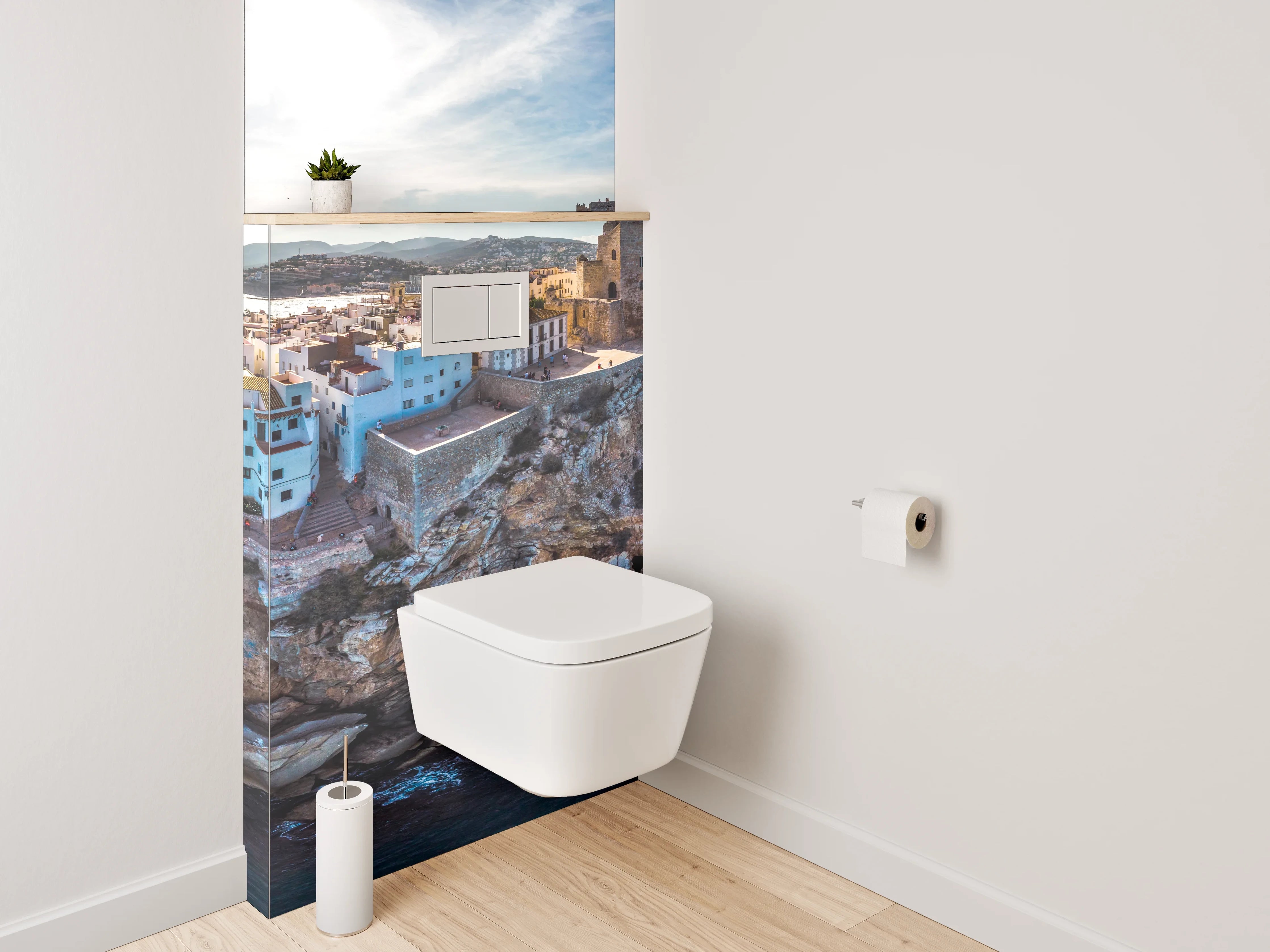 WC-Rückwand - Mittelalterliche Felsenstadt am Meer