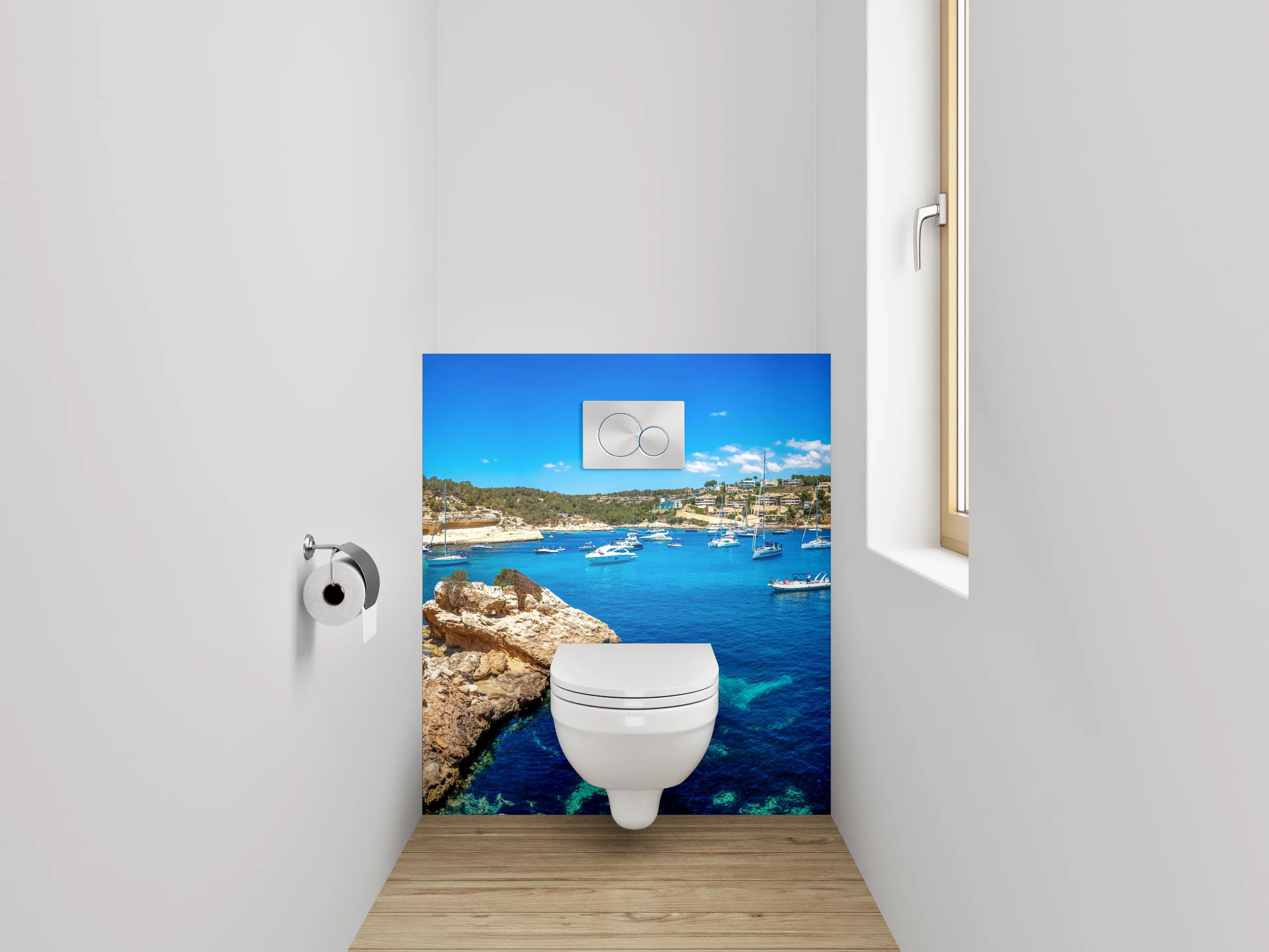 WC-Rückwand - Mittelmeer Traummotiv mit Segelbooten