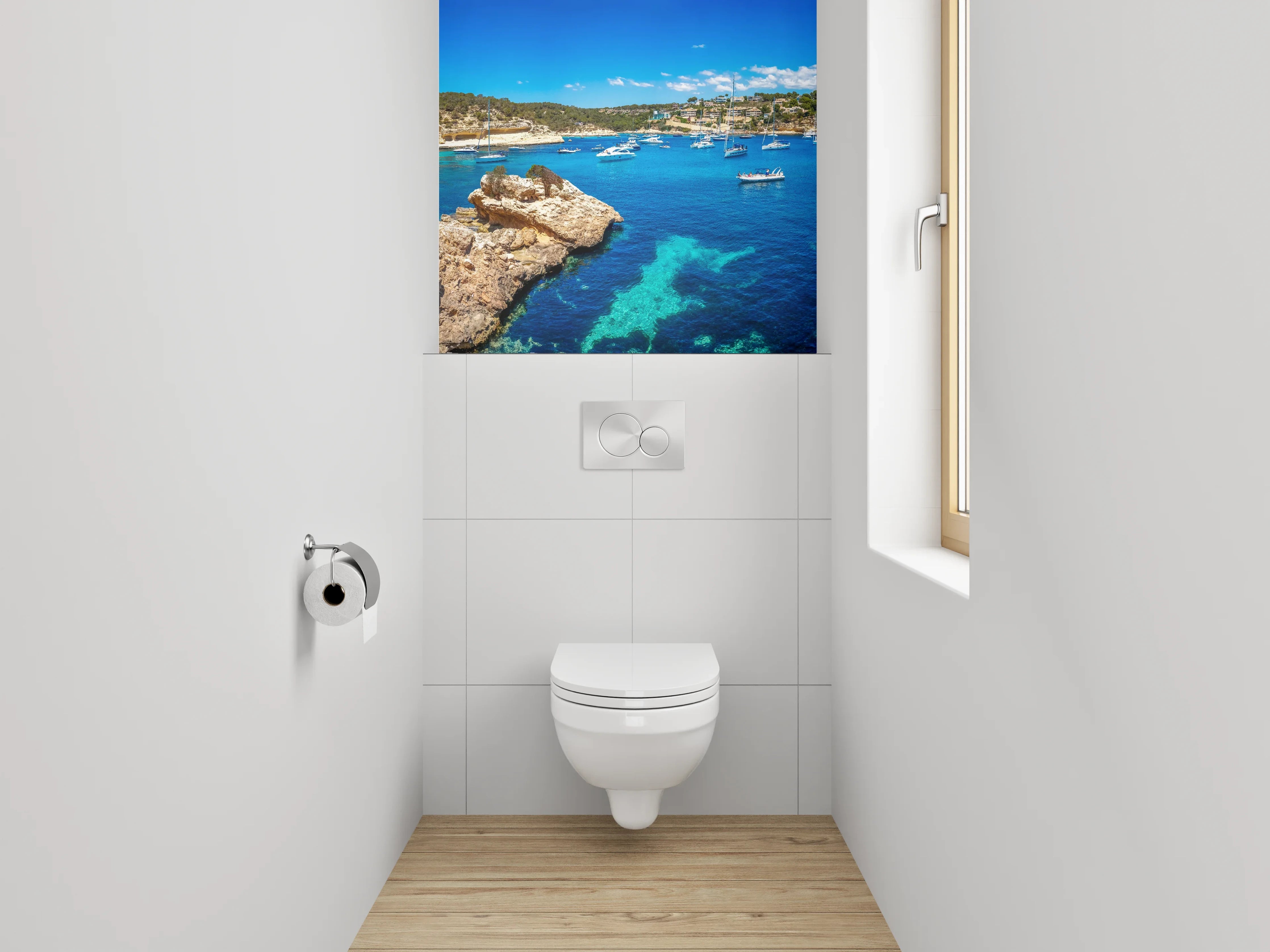 WC-Rückwand - Mittelmeer Traummotiv mit Segelbooten