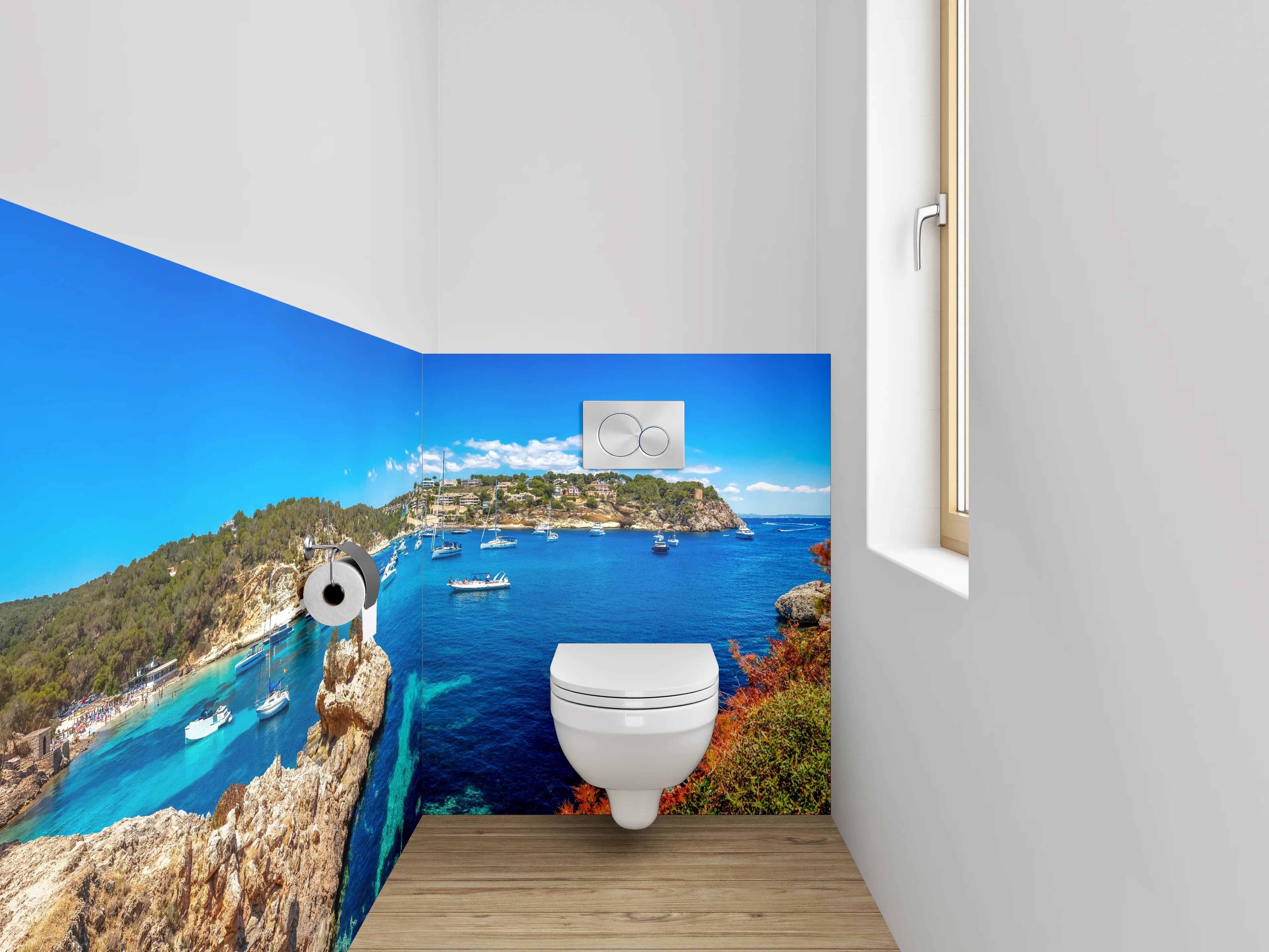 WC-Rückwand - Mittelmeer Traummotiv mit Segelbooten