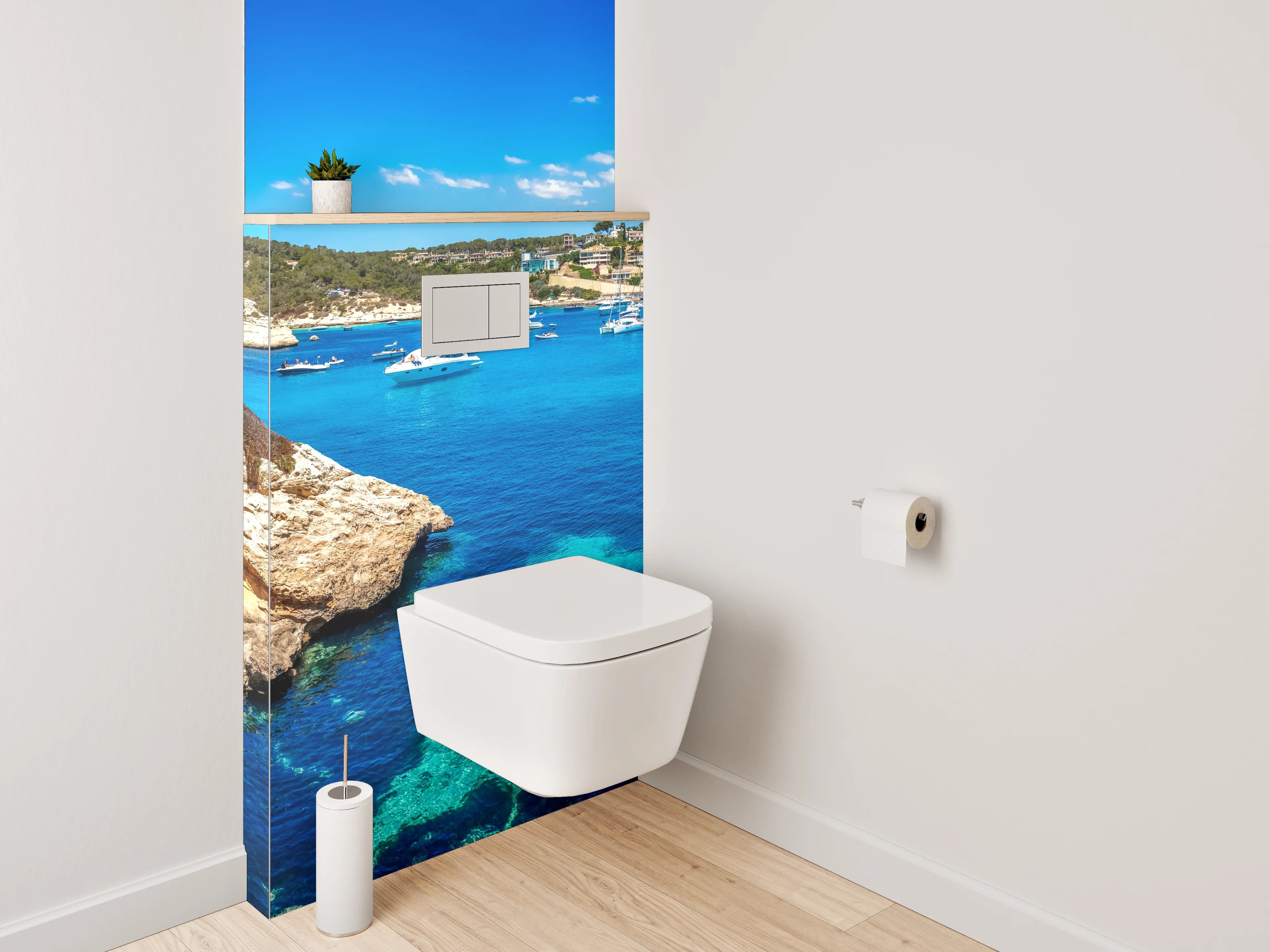 WC-Rückwand - Mittelmeer Traummotiv mit Segelbooten