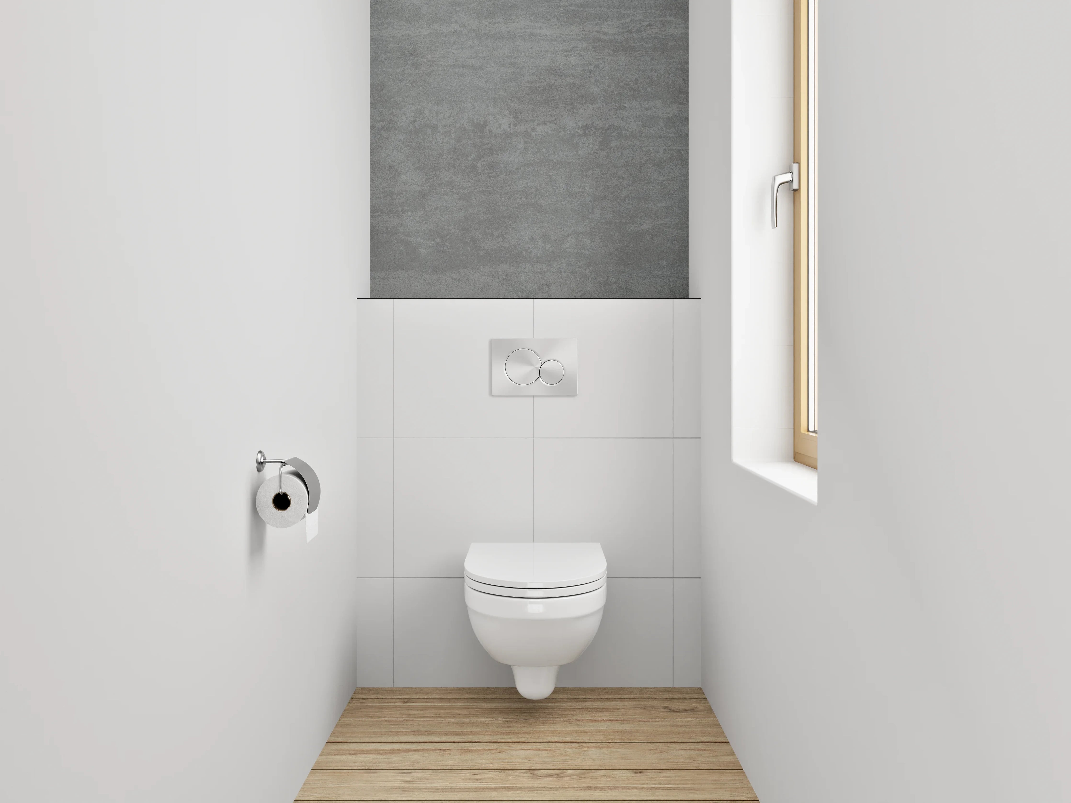 WC-Rückwand - Moderne Betonoptik Grau Fliesen