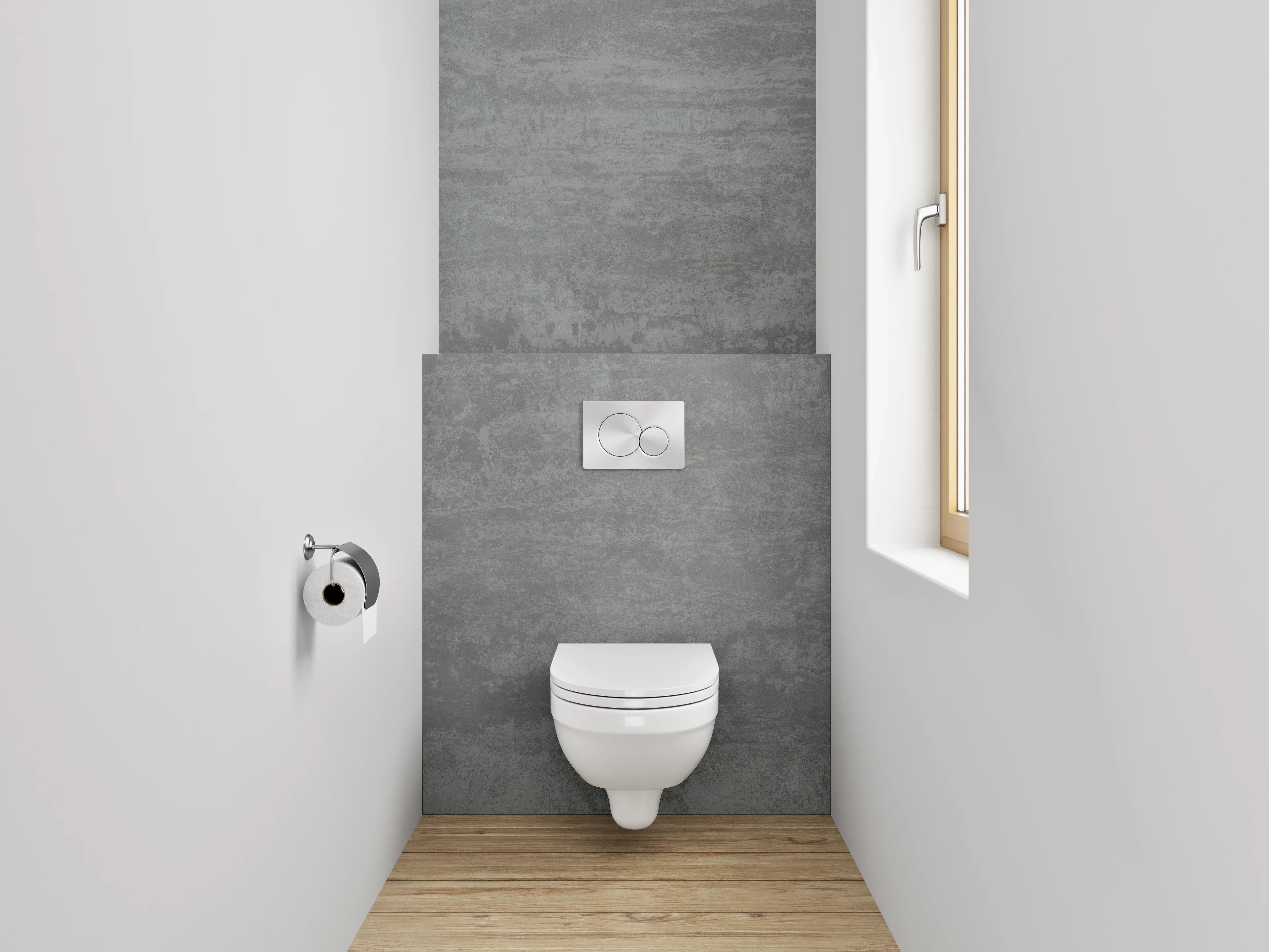 WC-Rückwand - Moderne Betonoptik Grau Fliesen