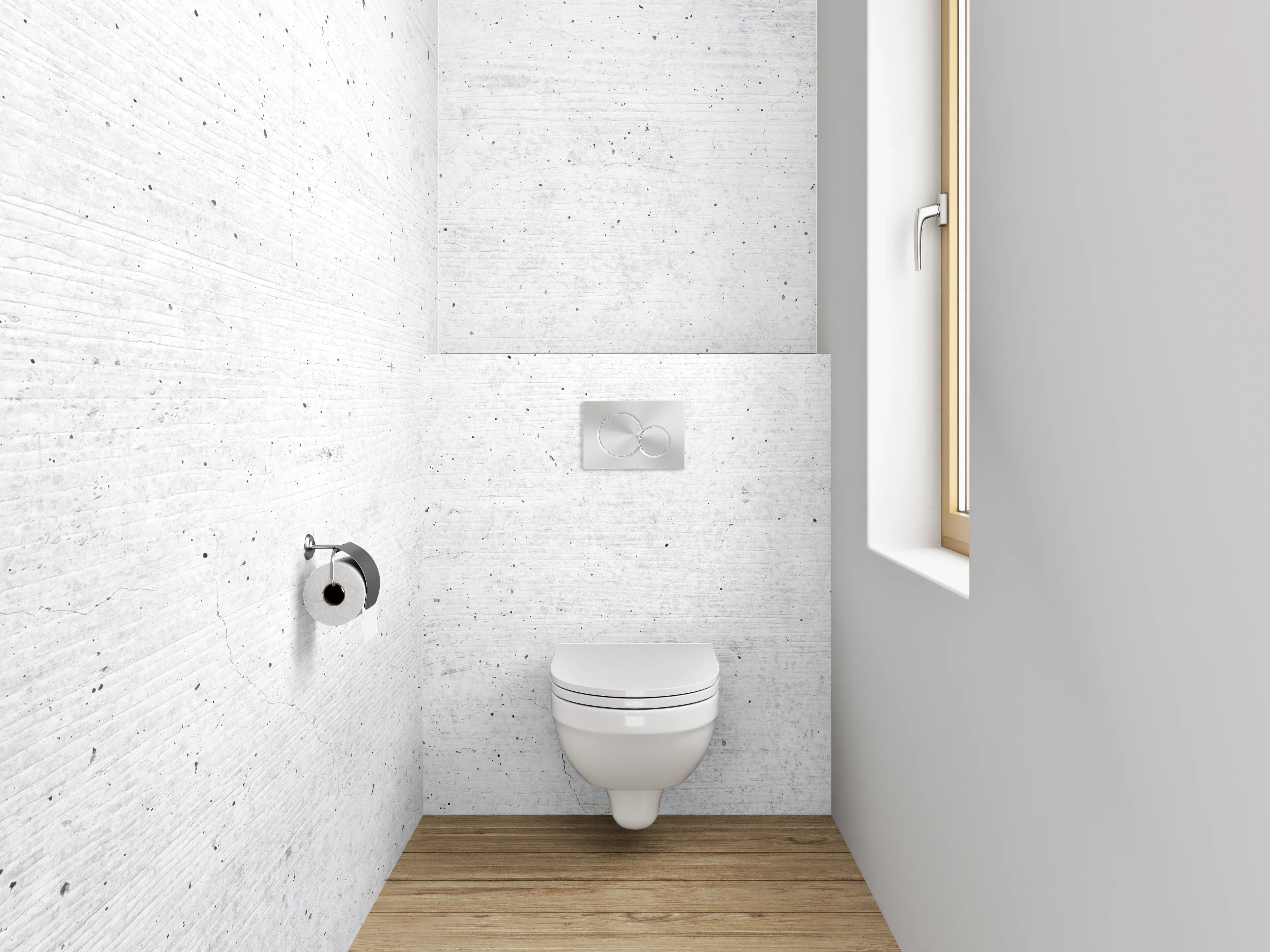 WC-Rückwand - Moderne Betonoptik Weiß Grau