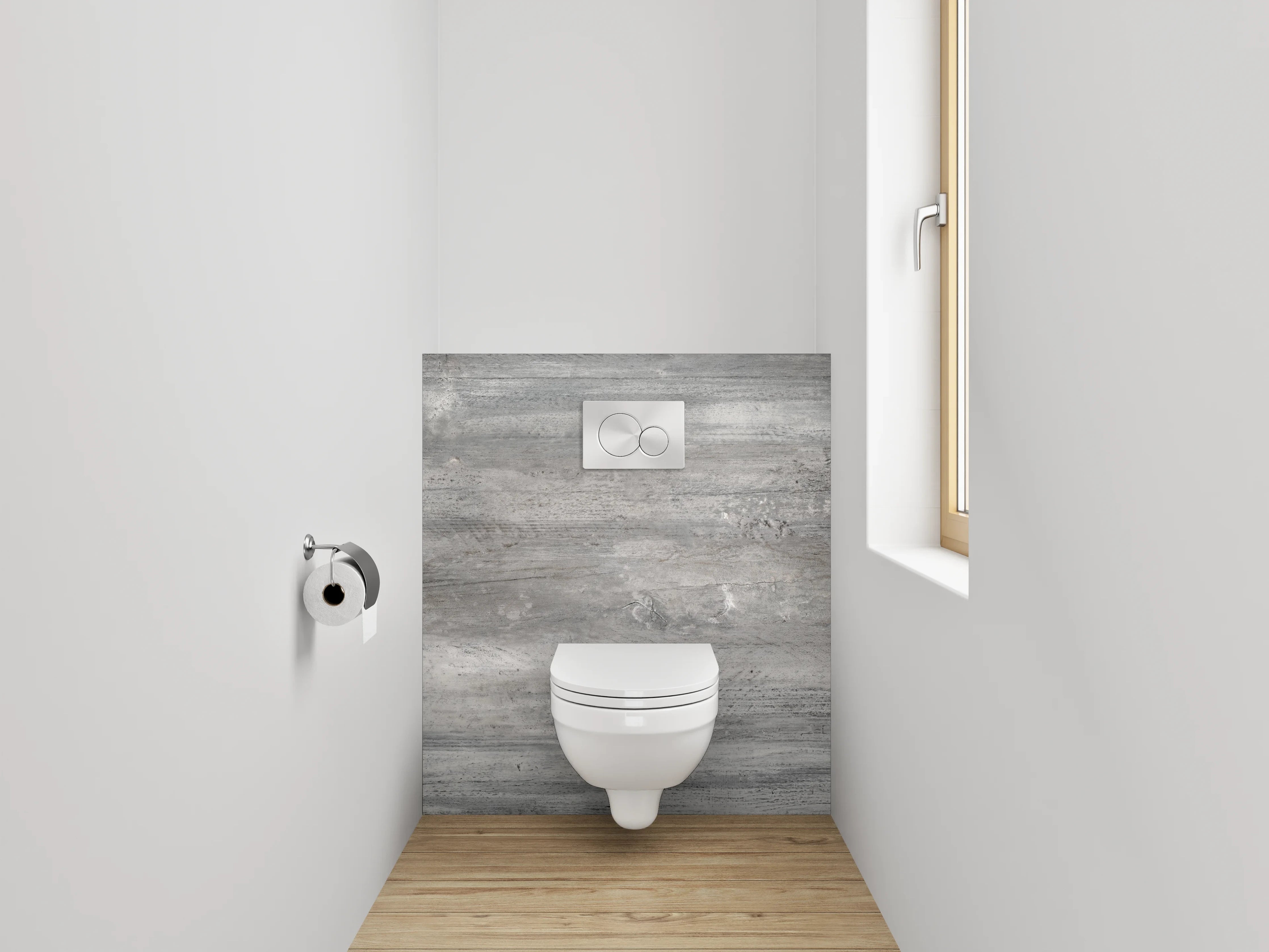 WC-Rückwand - Moderne Betonoptik grau-weiß