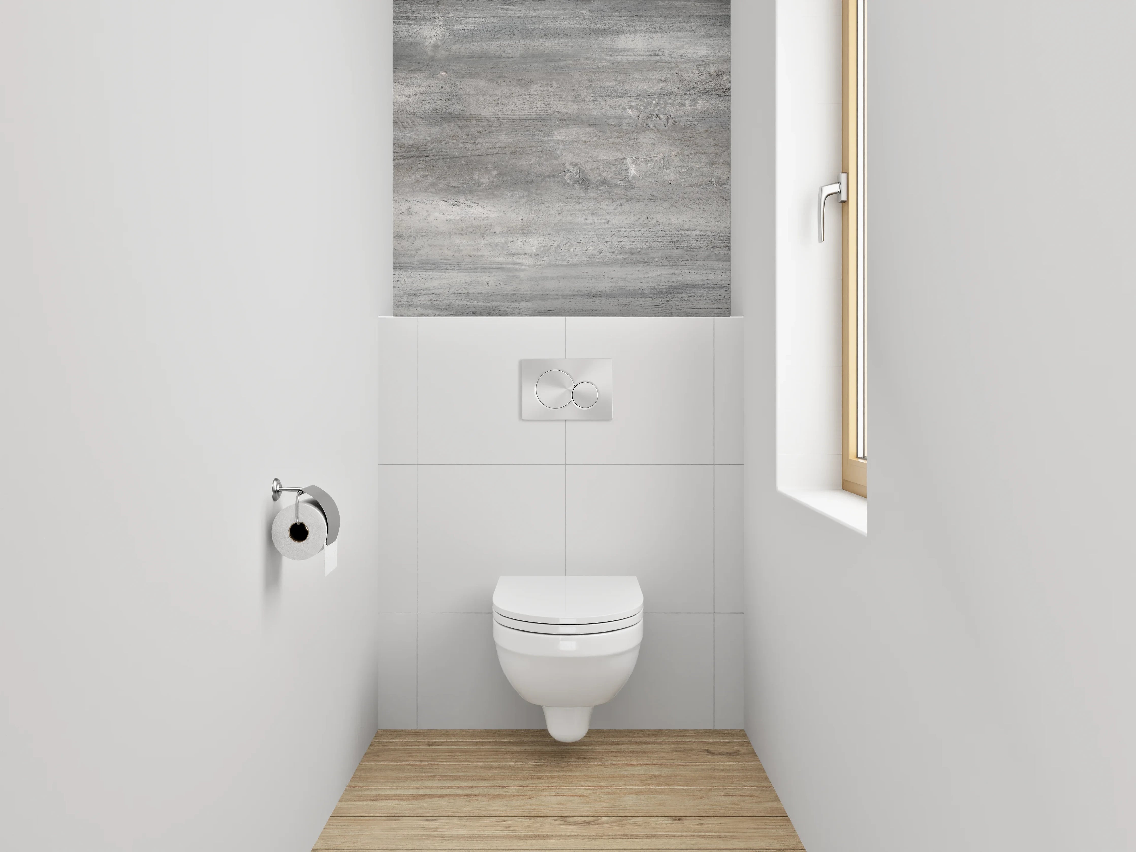 WC-Rückwand - Moderne Betonoptik grau-weiß