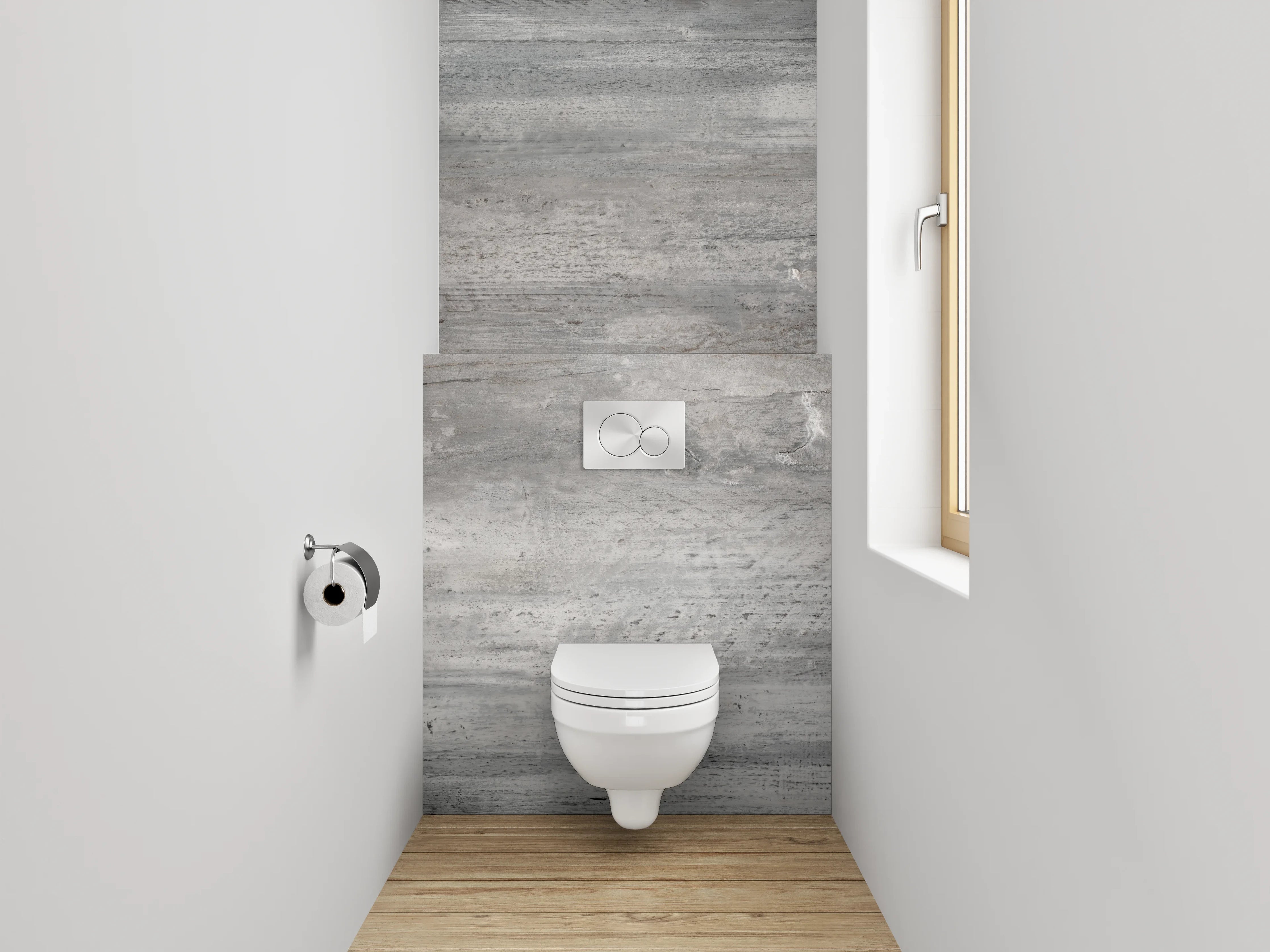 WC-Rückwand - Moderne Betonoptik grau-weiß