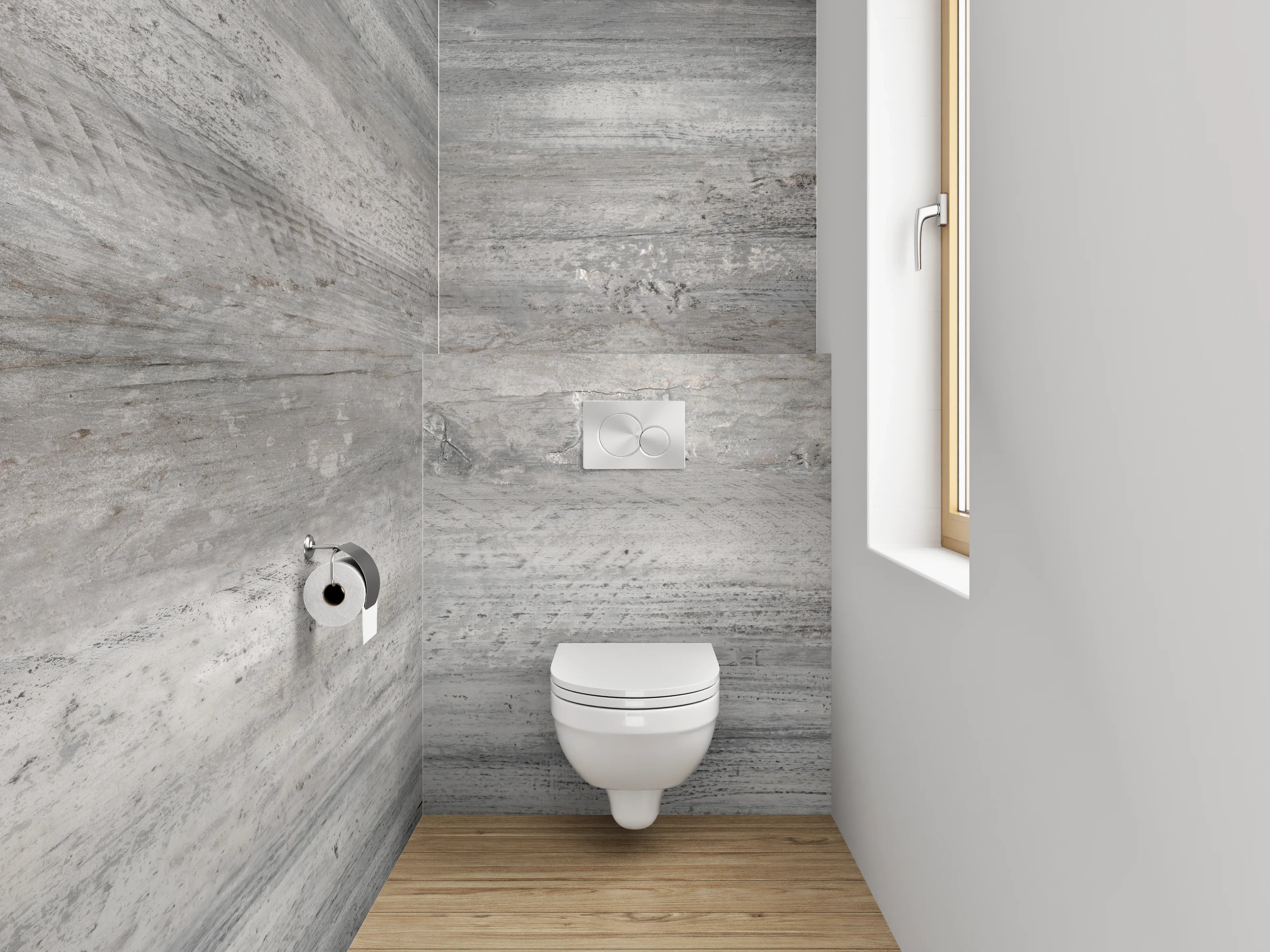 WC-Rückwand - Moderne Betonoptik grau-weiß