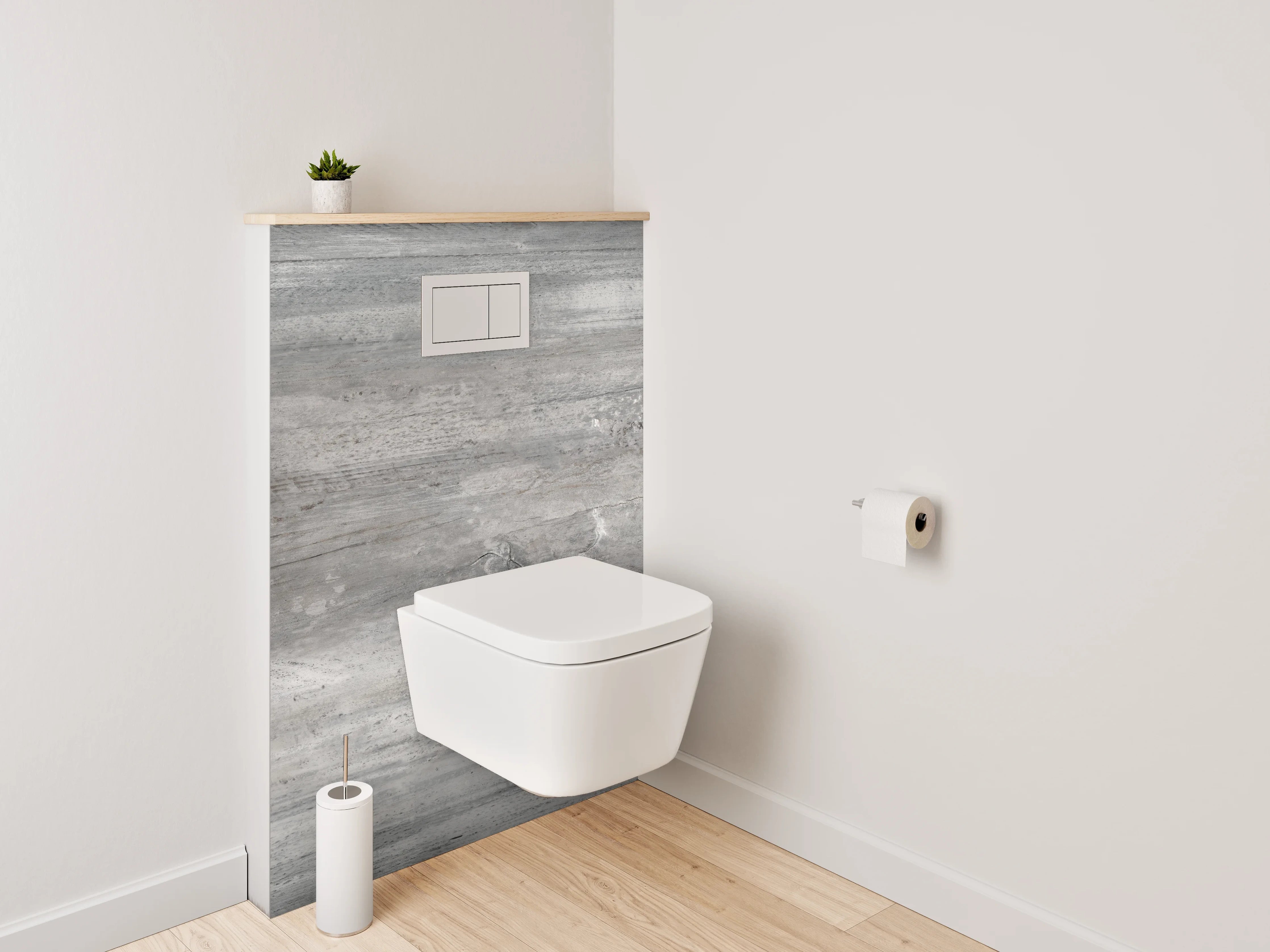 WC-Rückwand - Moderne Betonoptik grau-weiß