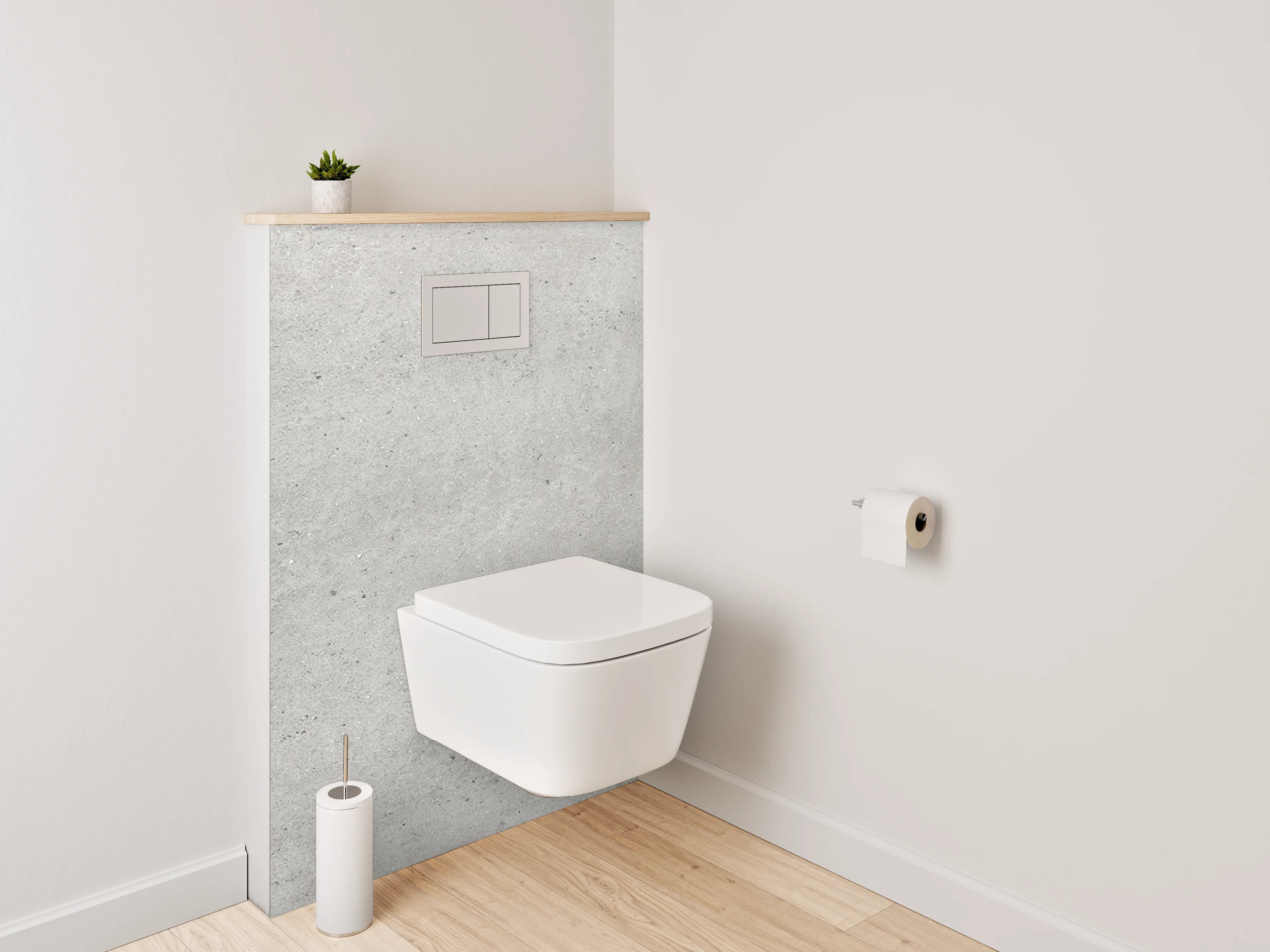 WC-Rückwand - Moderne Betonoptik in Grau Weiß