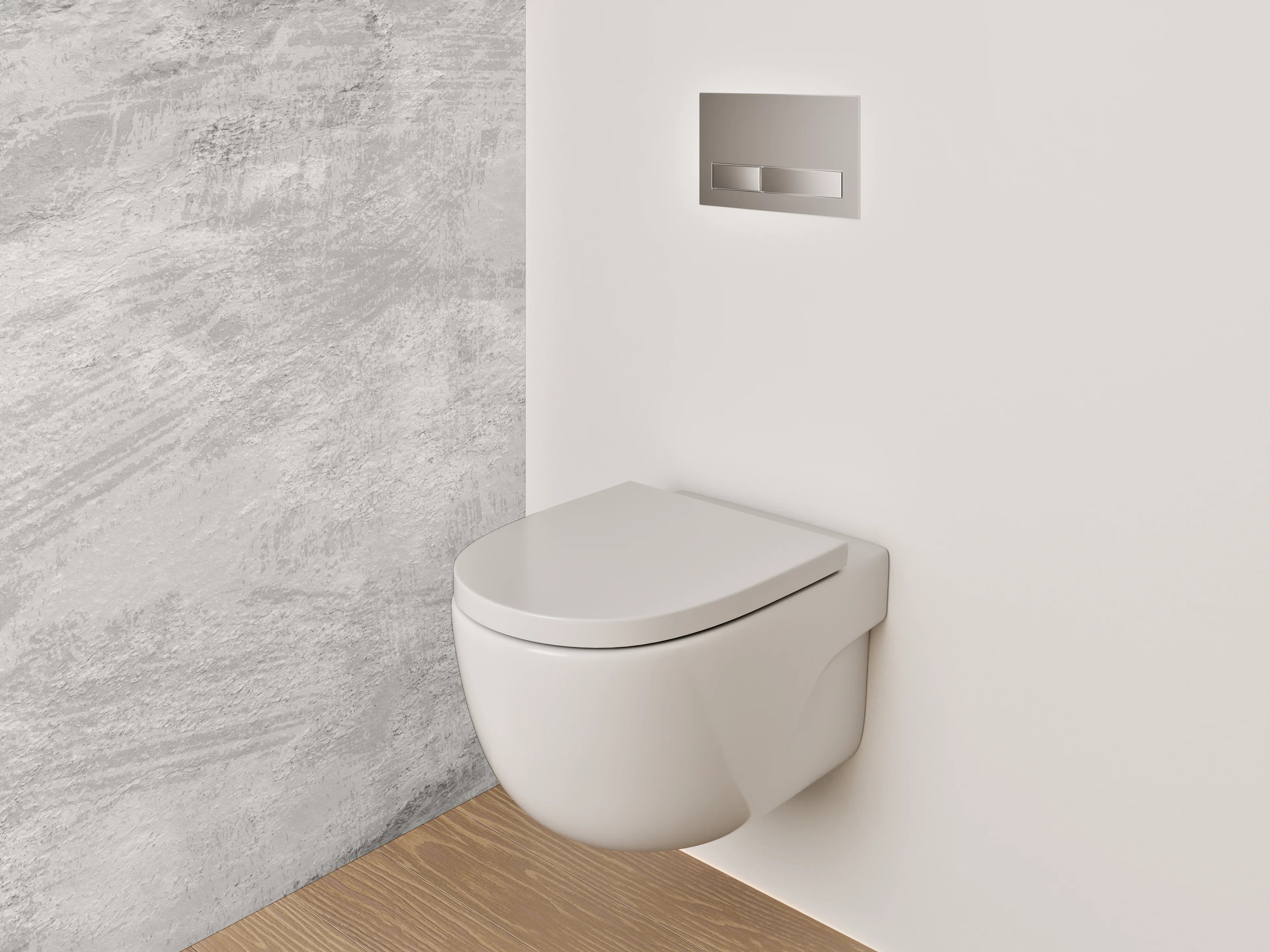 WC-Rückwand - Moderne Betonoptik in Weiß-Grau