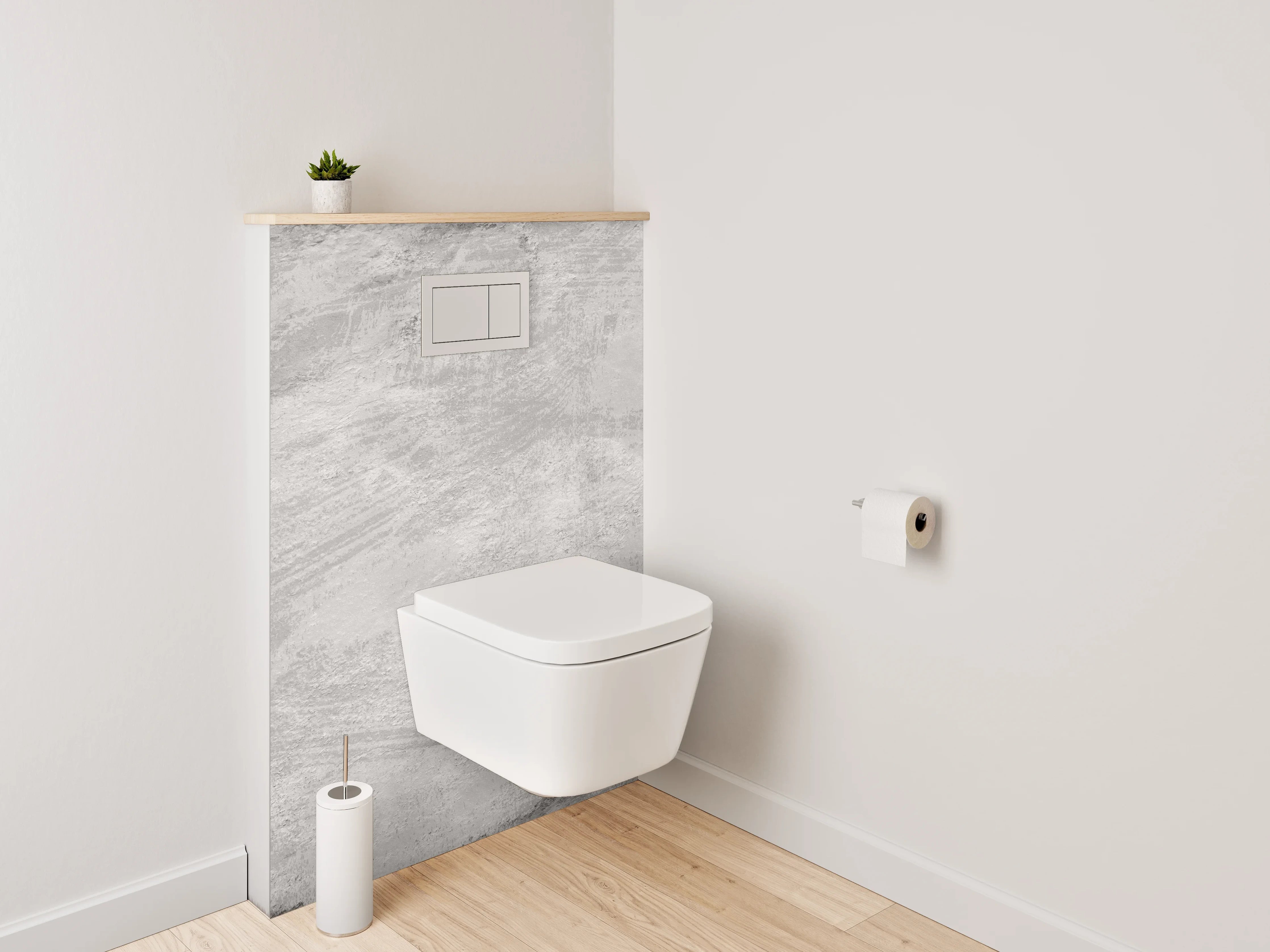 WC-Rückwand - Moderne Betonoptik in Weiß-Grau