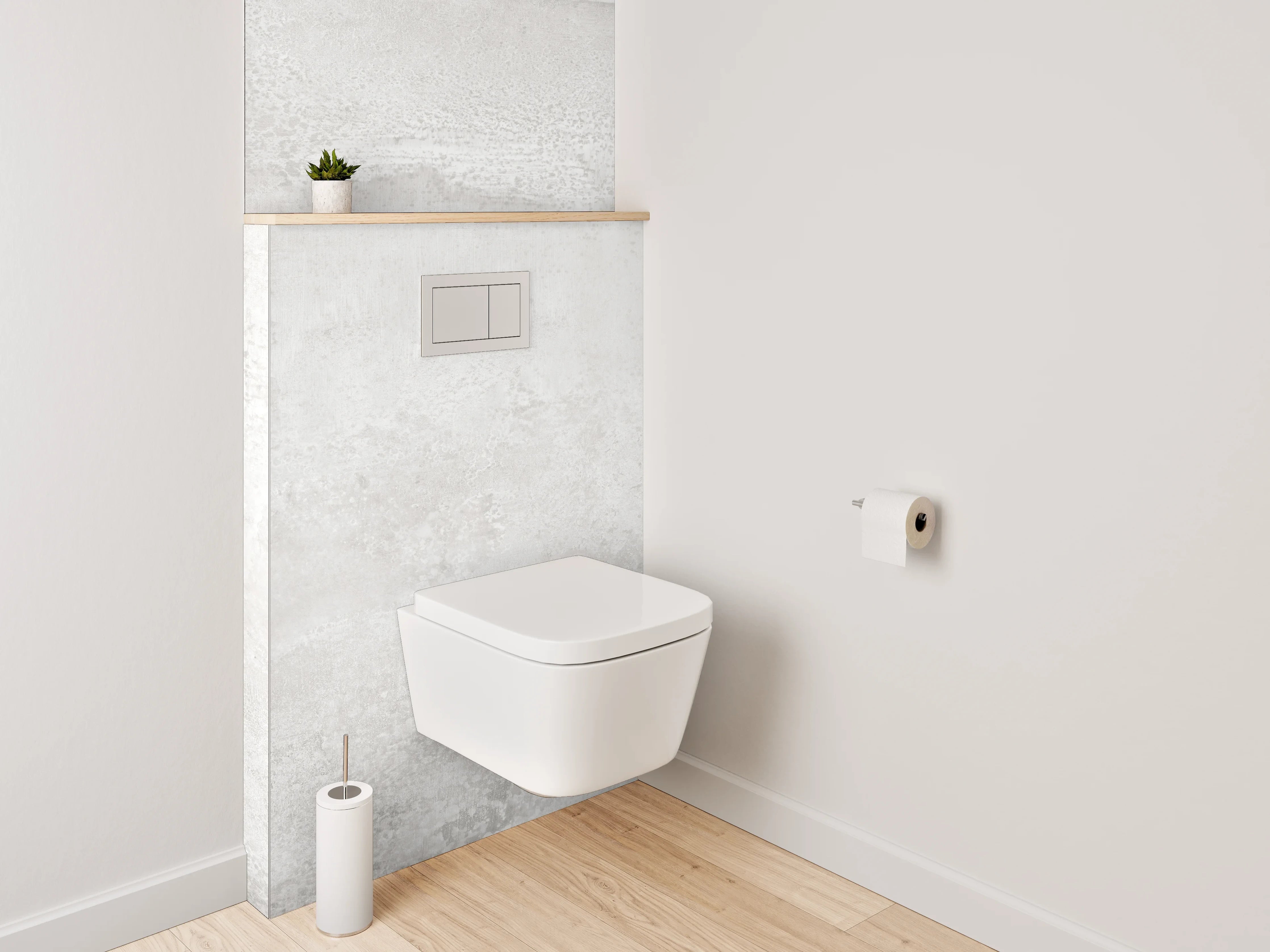 WC-Rückwand - Moderne Betonoptik in Weiß und Grau