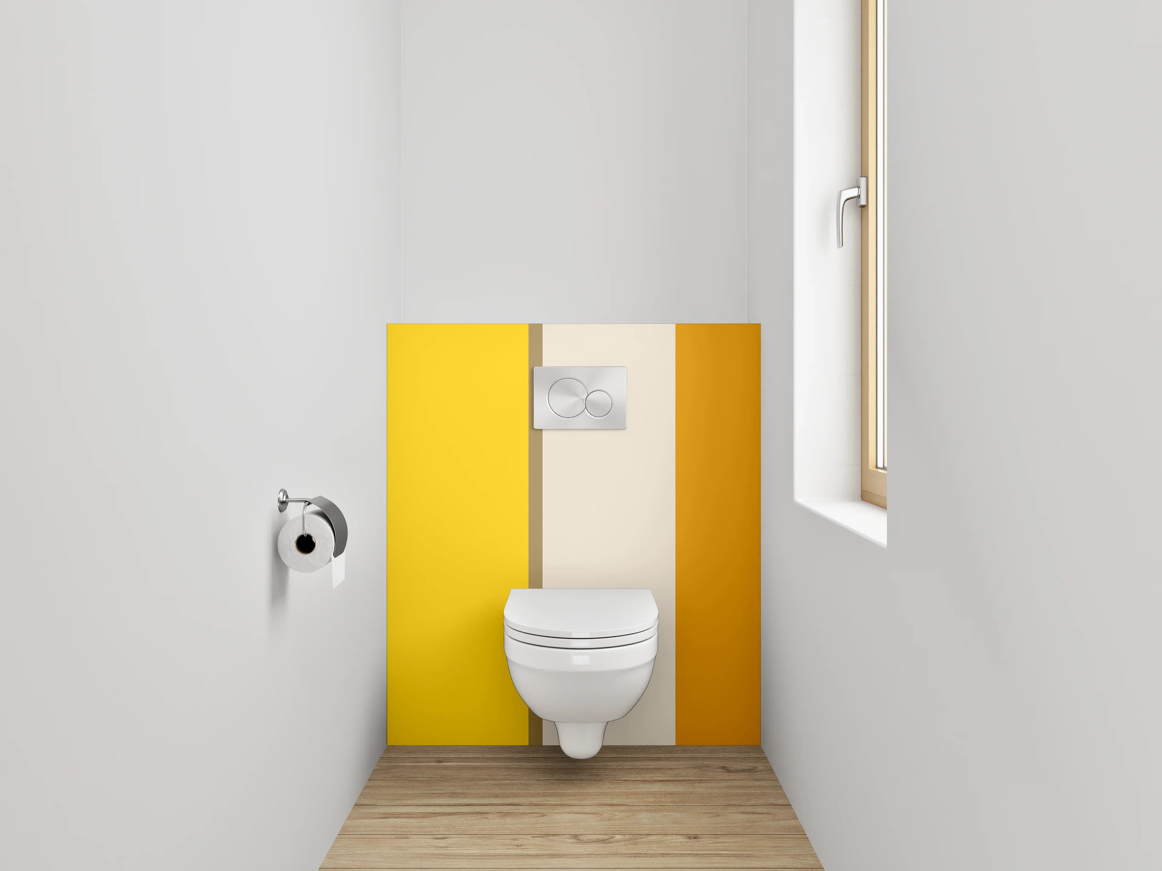 WC-Rückwand - Moderne Blockstreifen Gelb-Orange