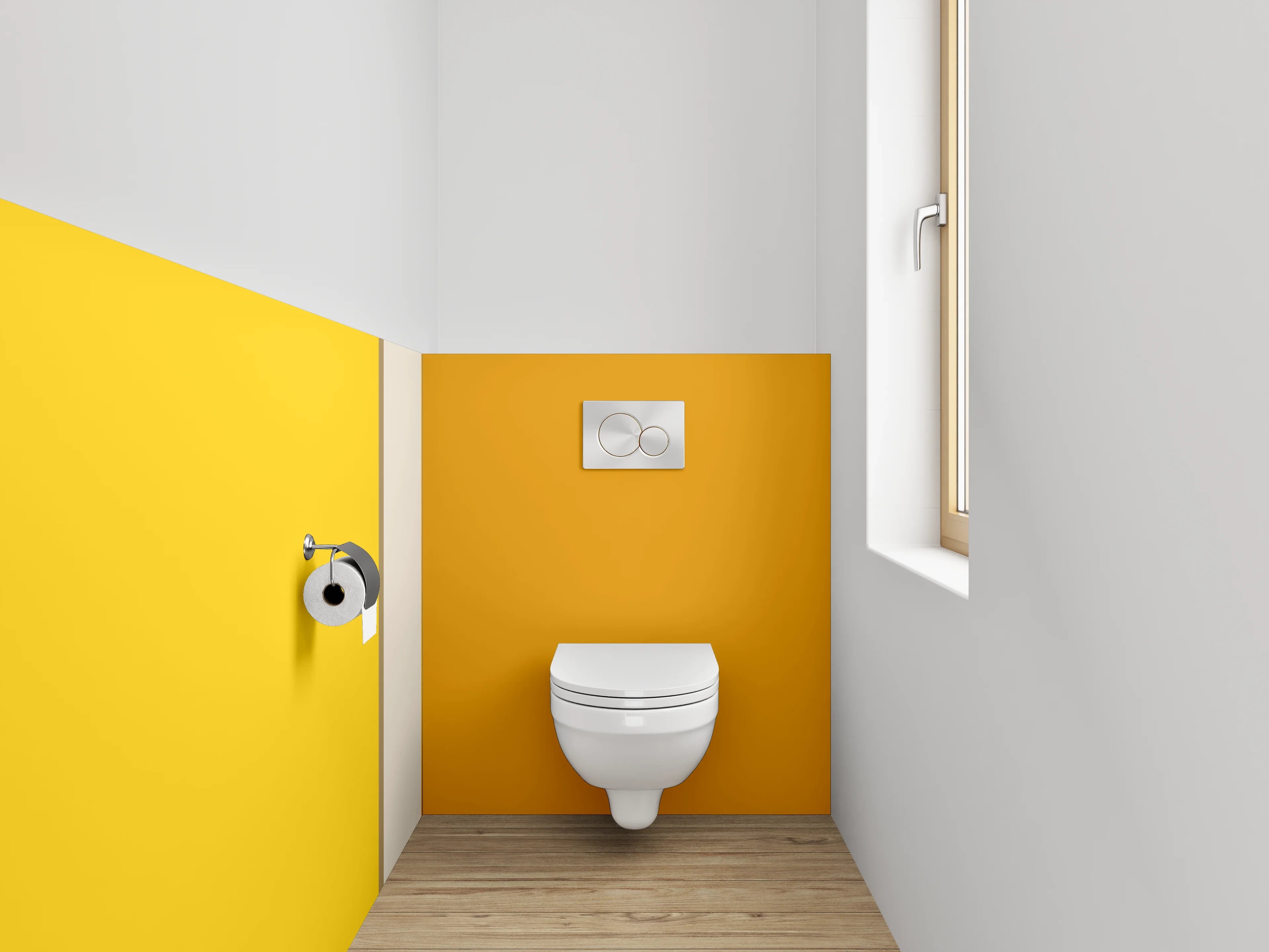 WC-Rückwand - Moderne Blockstreifen Gelb-Orange