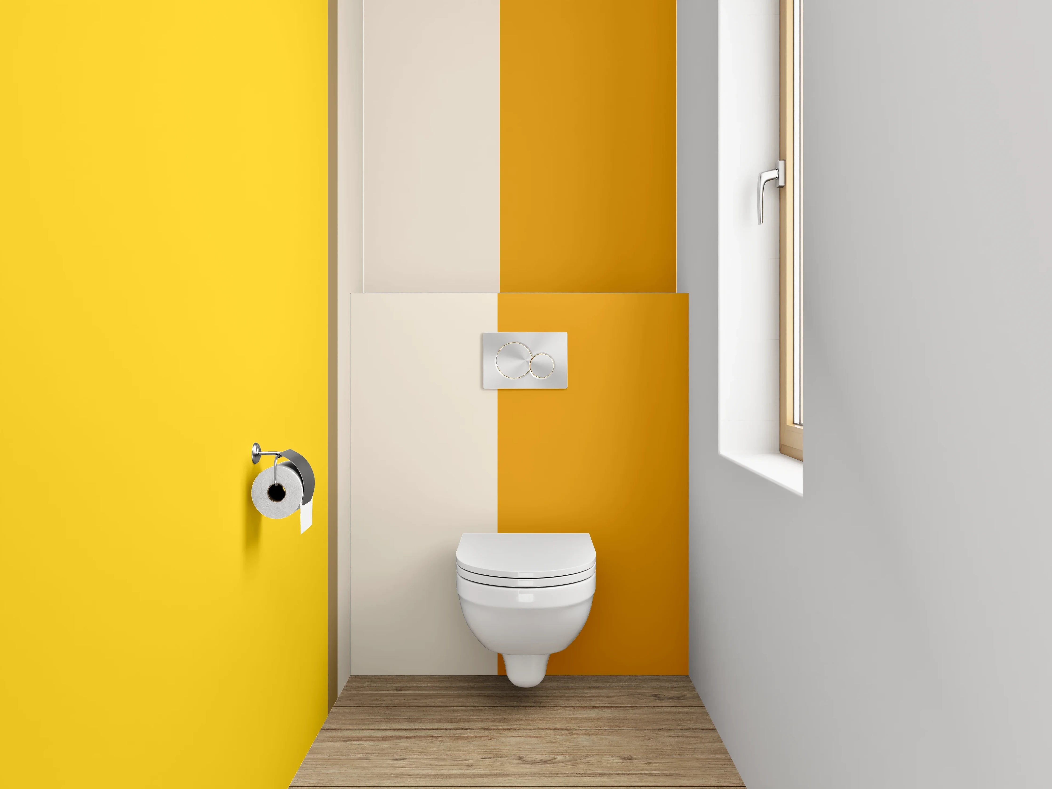 WC-Rückwand - Moderne Blockstreifen Gelb-Orange