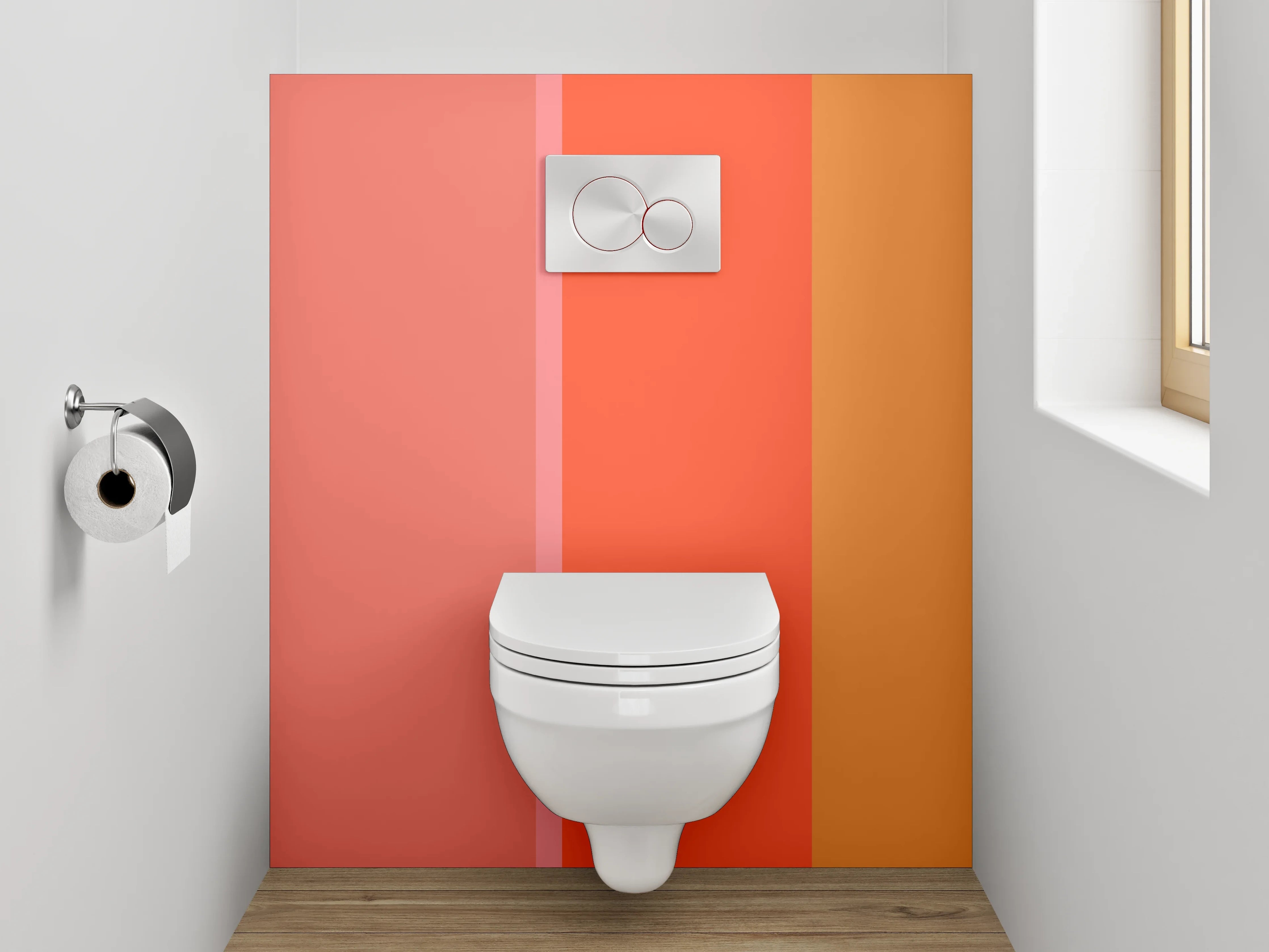 WC-Rückwand - Moderne Farbflächen Abstrakt Orange Rosa
