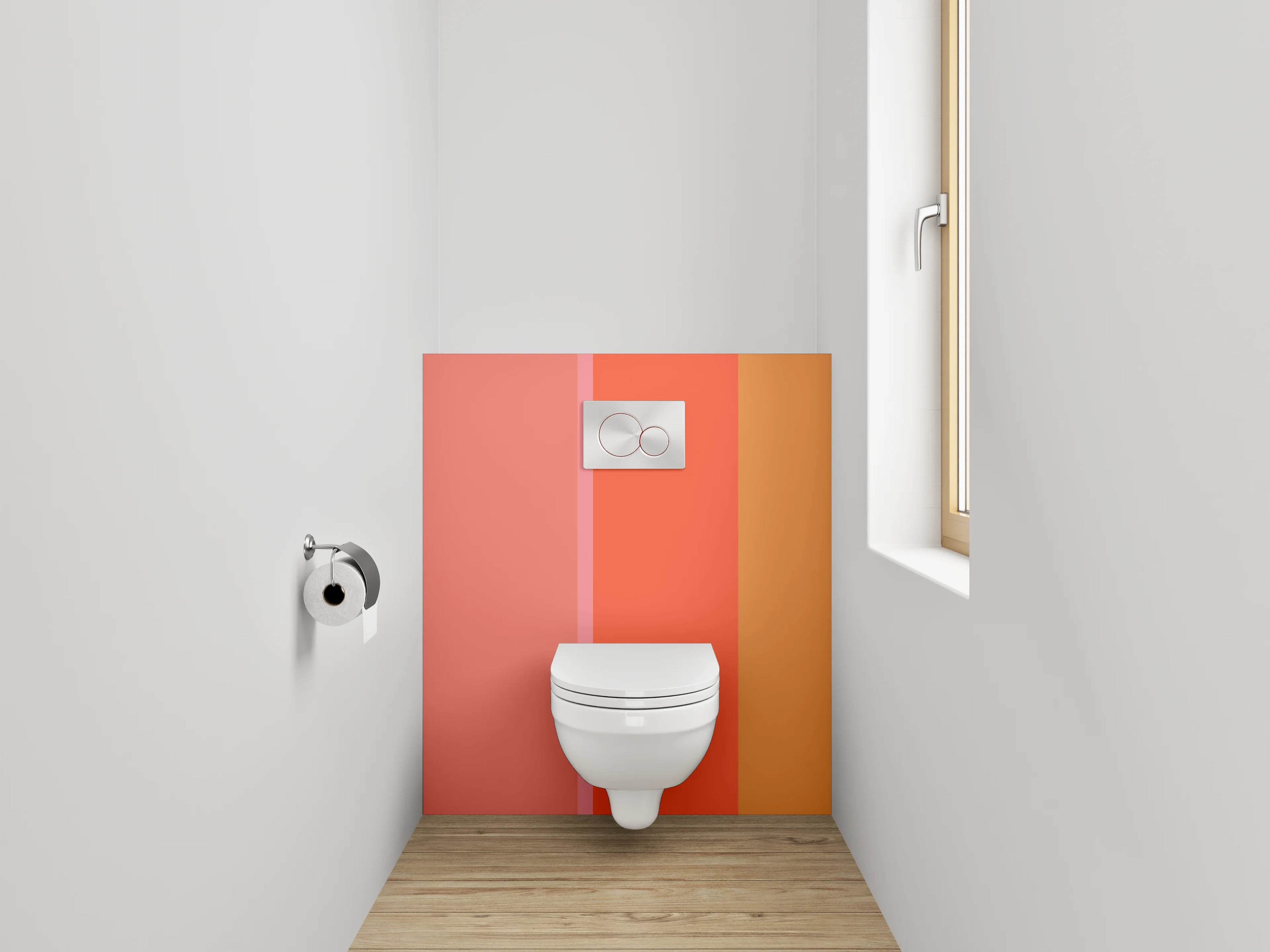 WC-Rückwand - Moderne Farbflächen Abstrakt Orange Rosa