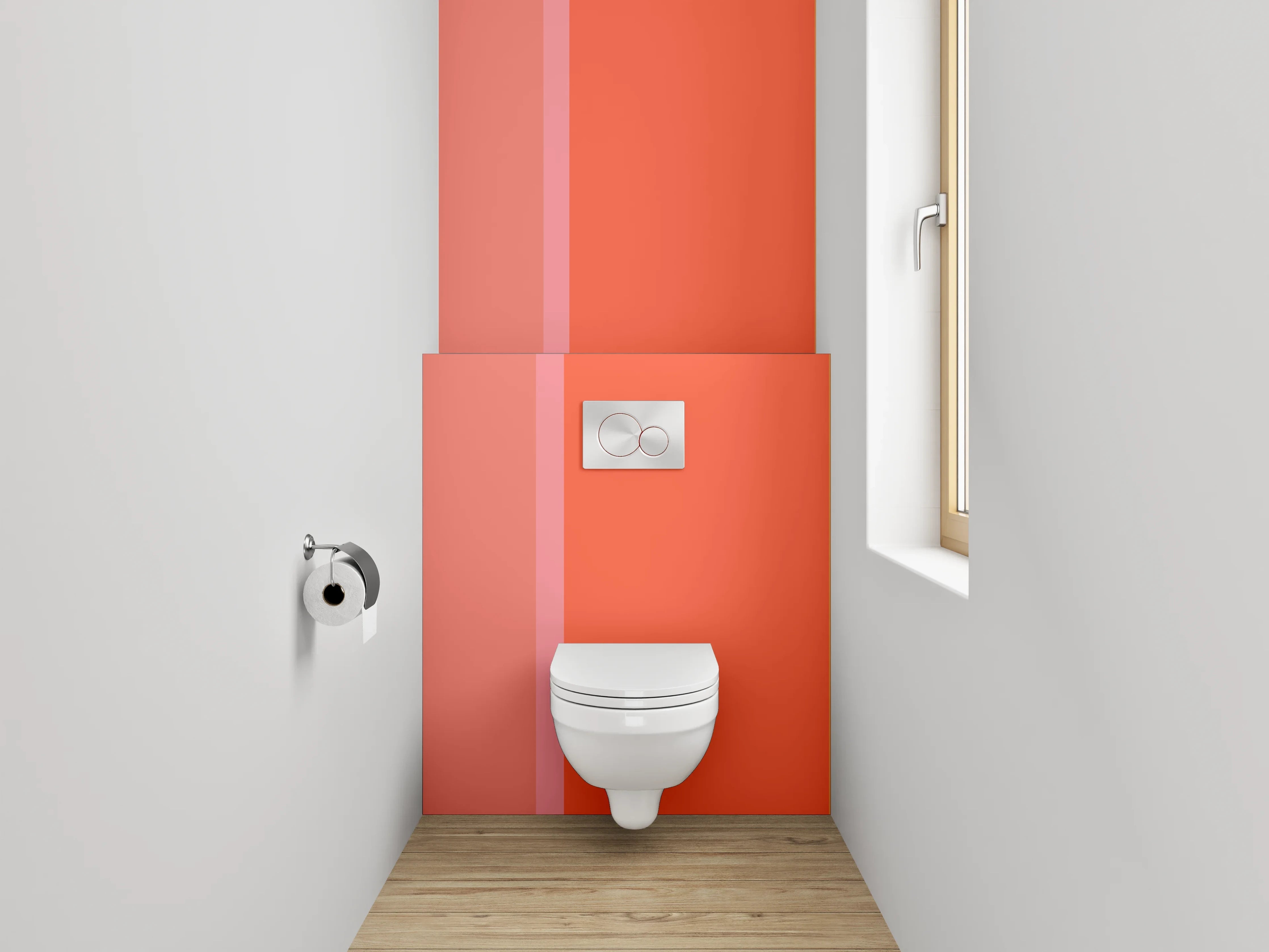 WC-Rückwand - Moderne Farbflächen Abstrakt Orange Rosa