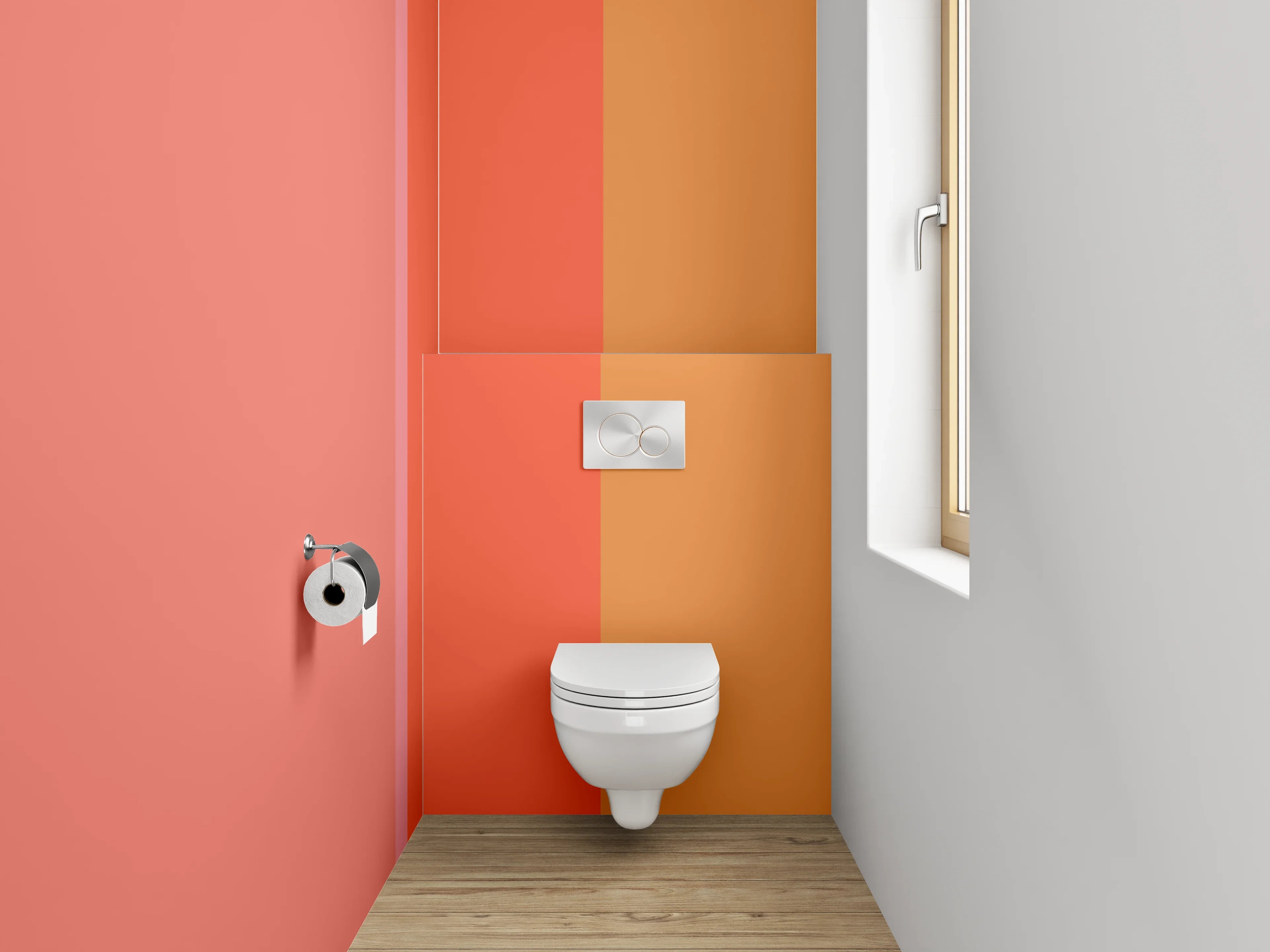 WC-Rückwand - Moderne Farbflächen Abstrakt Orange Rosa