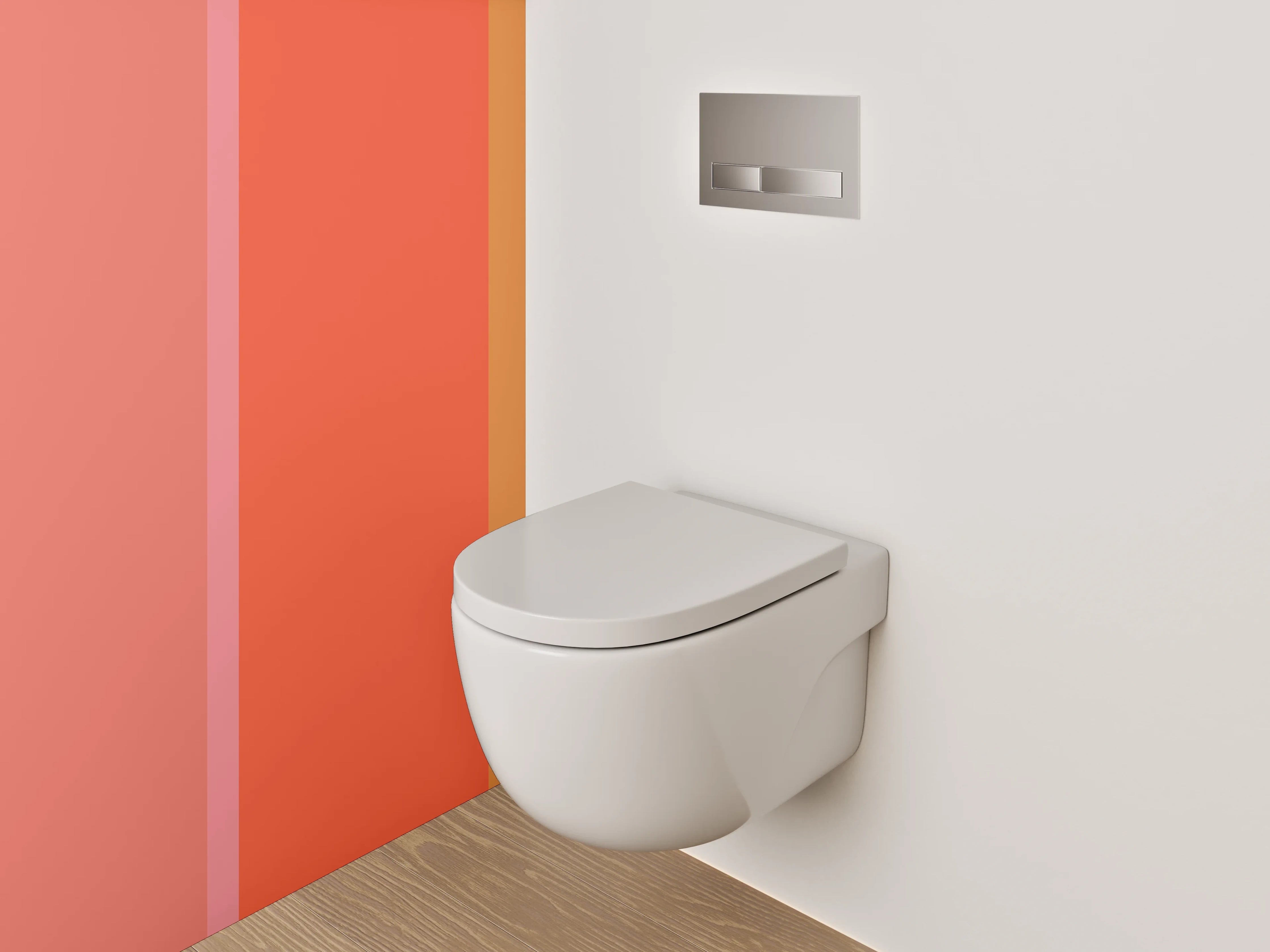WC-Rückwand - Moderne Farbflächen Abstrakt Orange Rosa