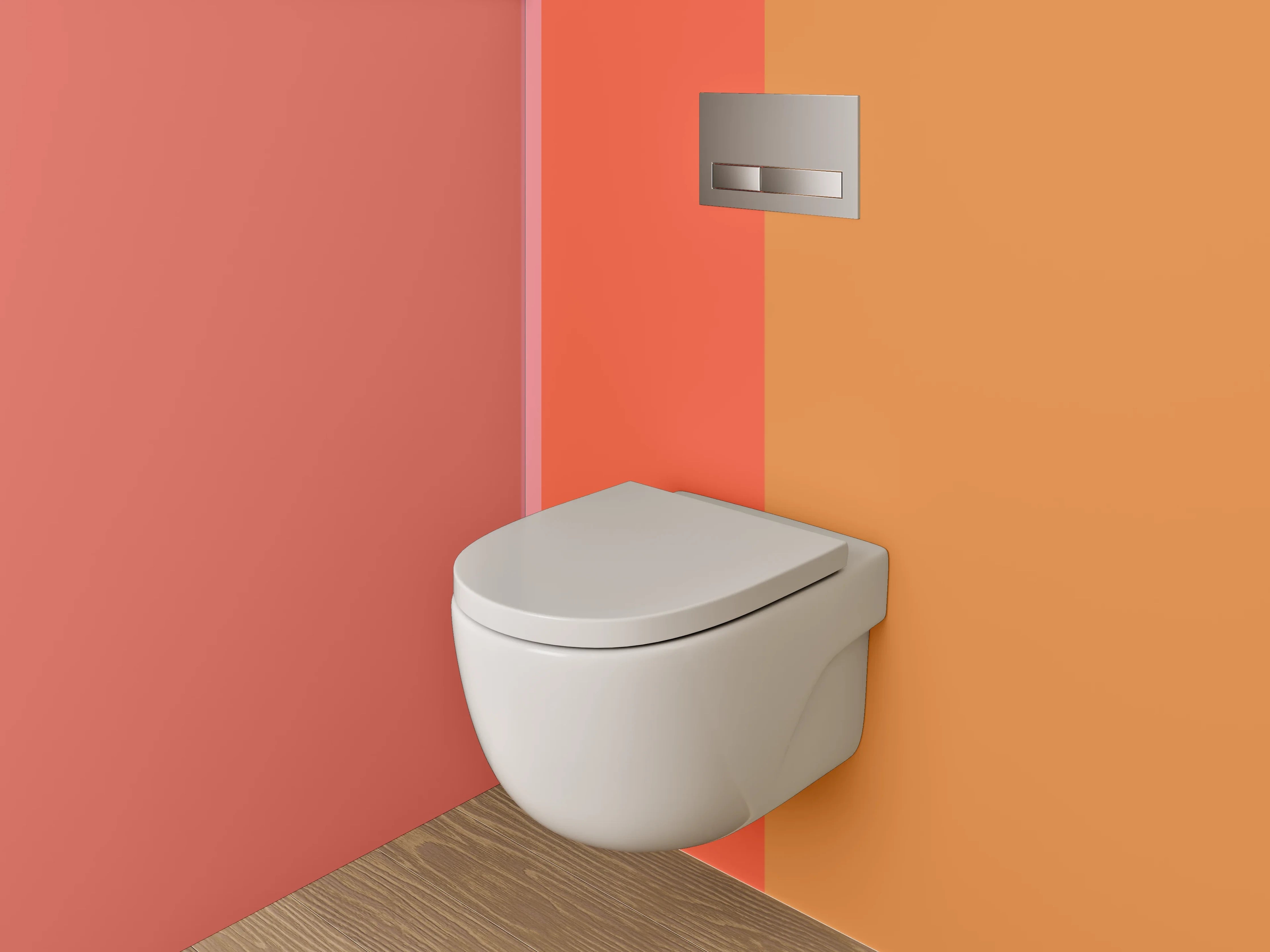 WC-Rückwand - Moderne Farbflächen Abstrakt Orange Rosa