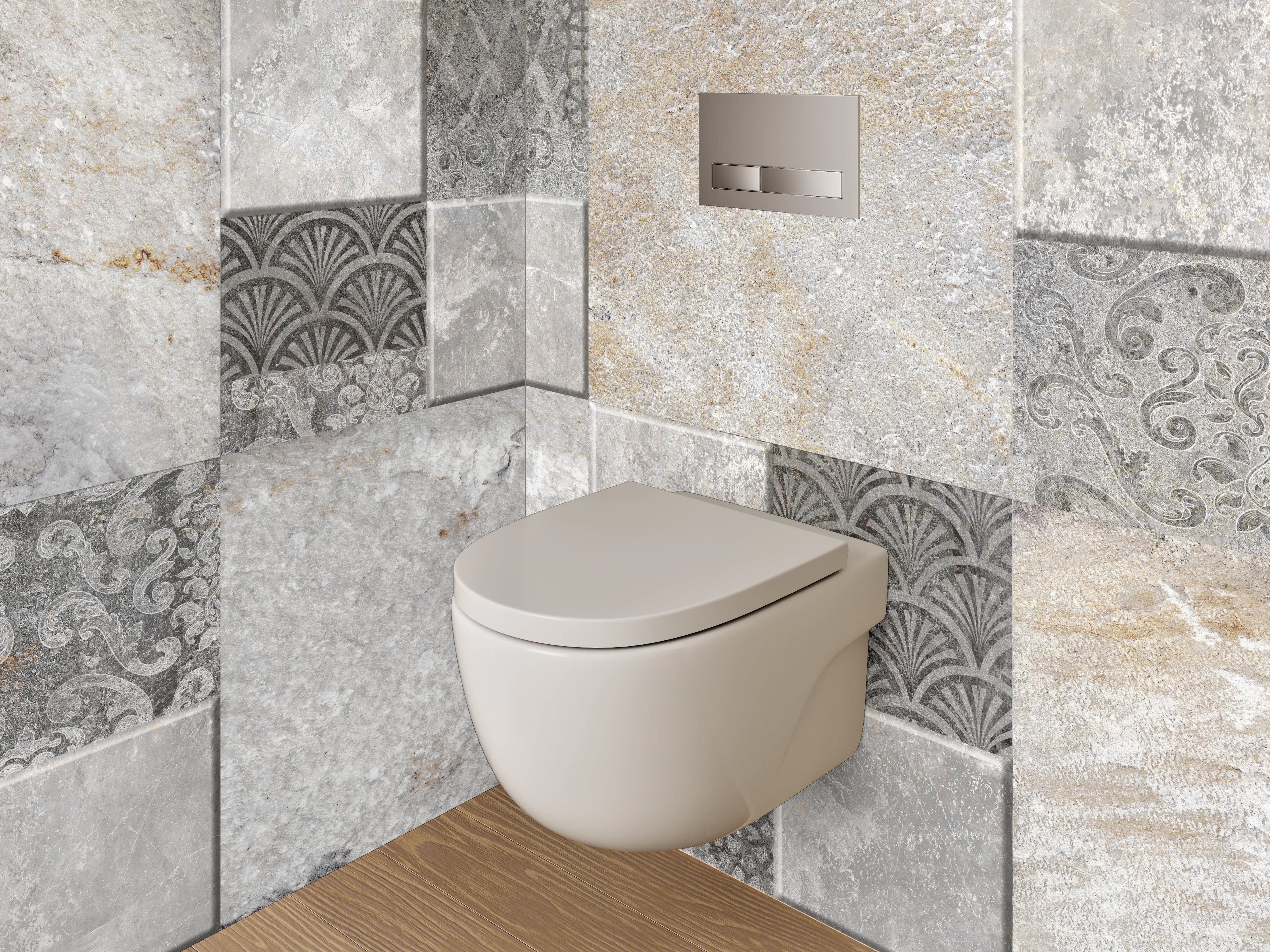 WC-Rückwand - Moderne Fliesen Mosaik Grau Weiß