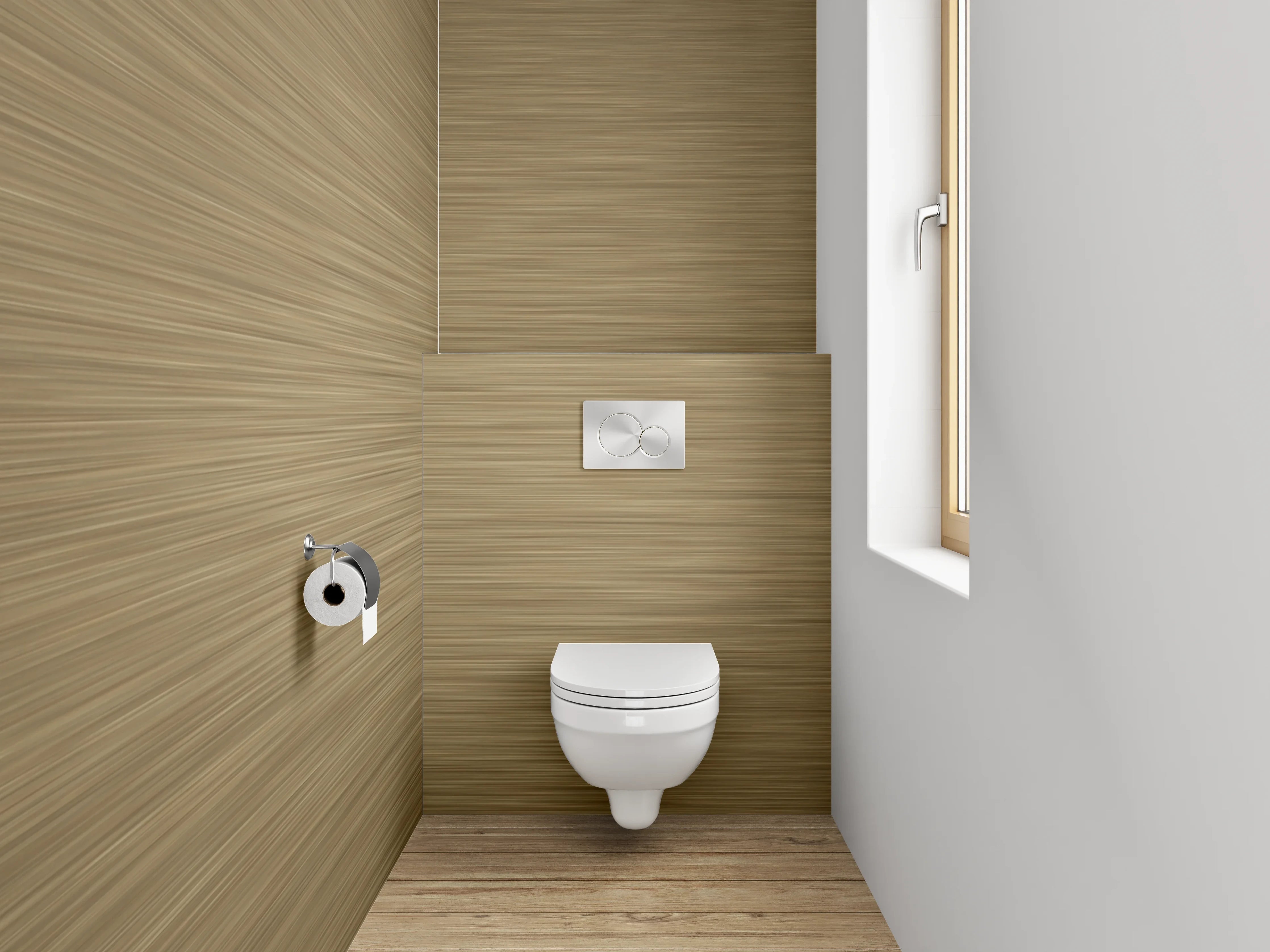 WC-Rückwand - Moderne Goldene Holzoptik