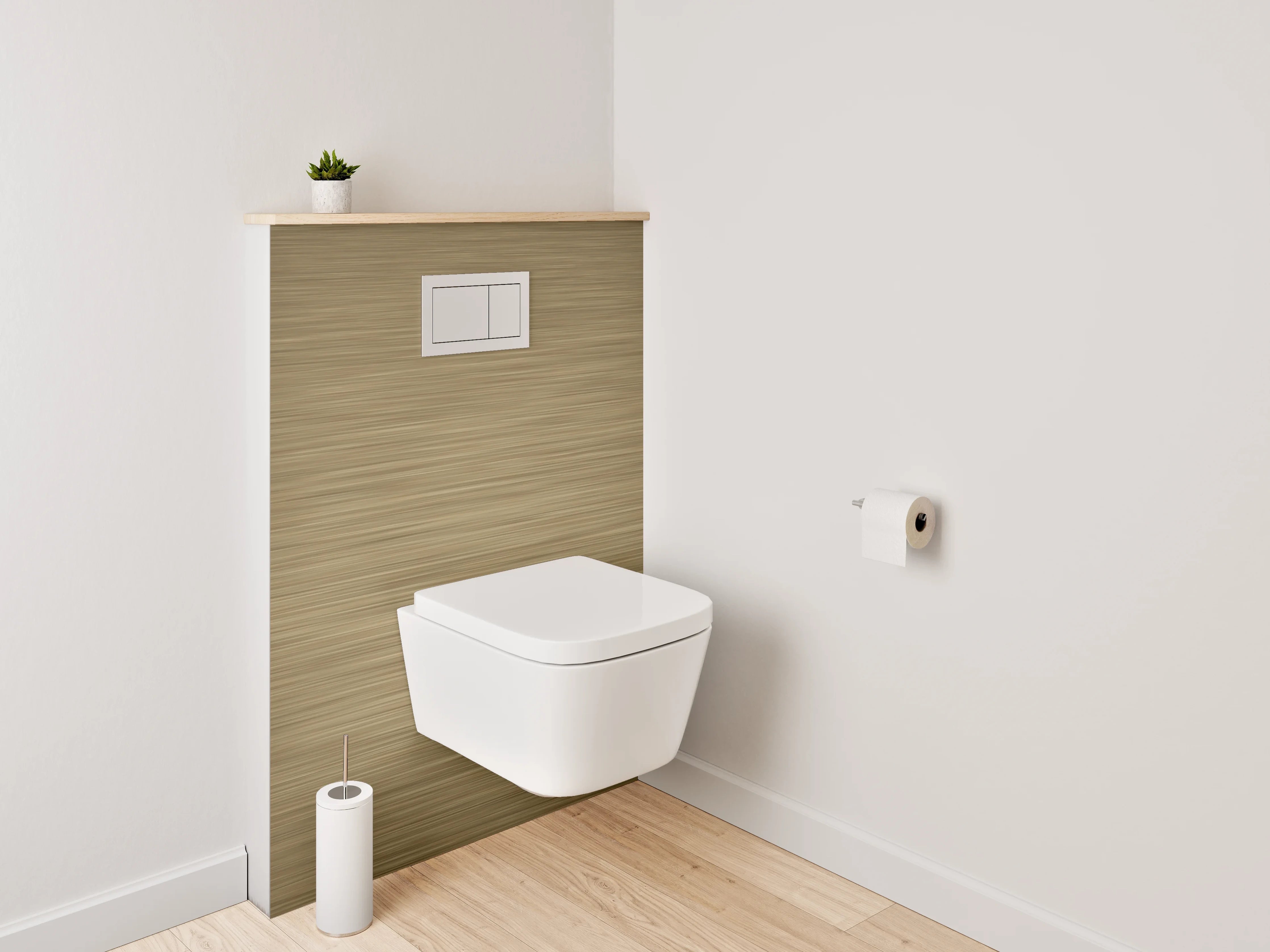 WC-Rückwand - Moderne Goldene Holzoptik