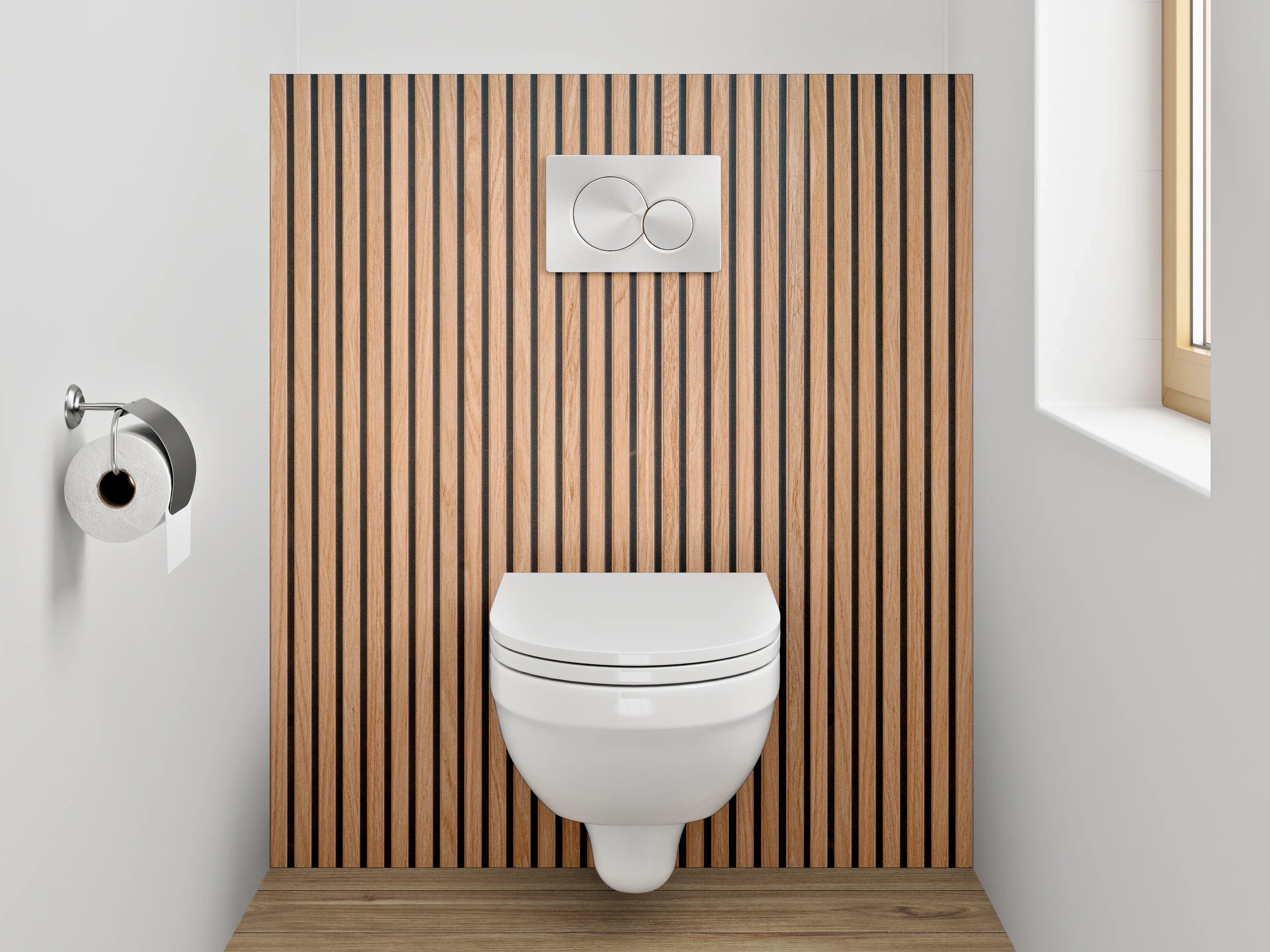WC-Rückwand - Moderne Holzlamellen Optik