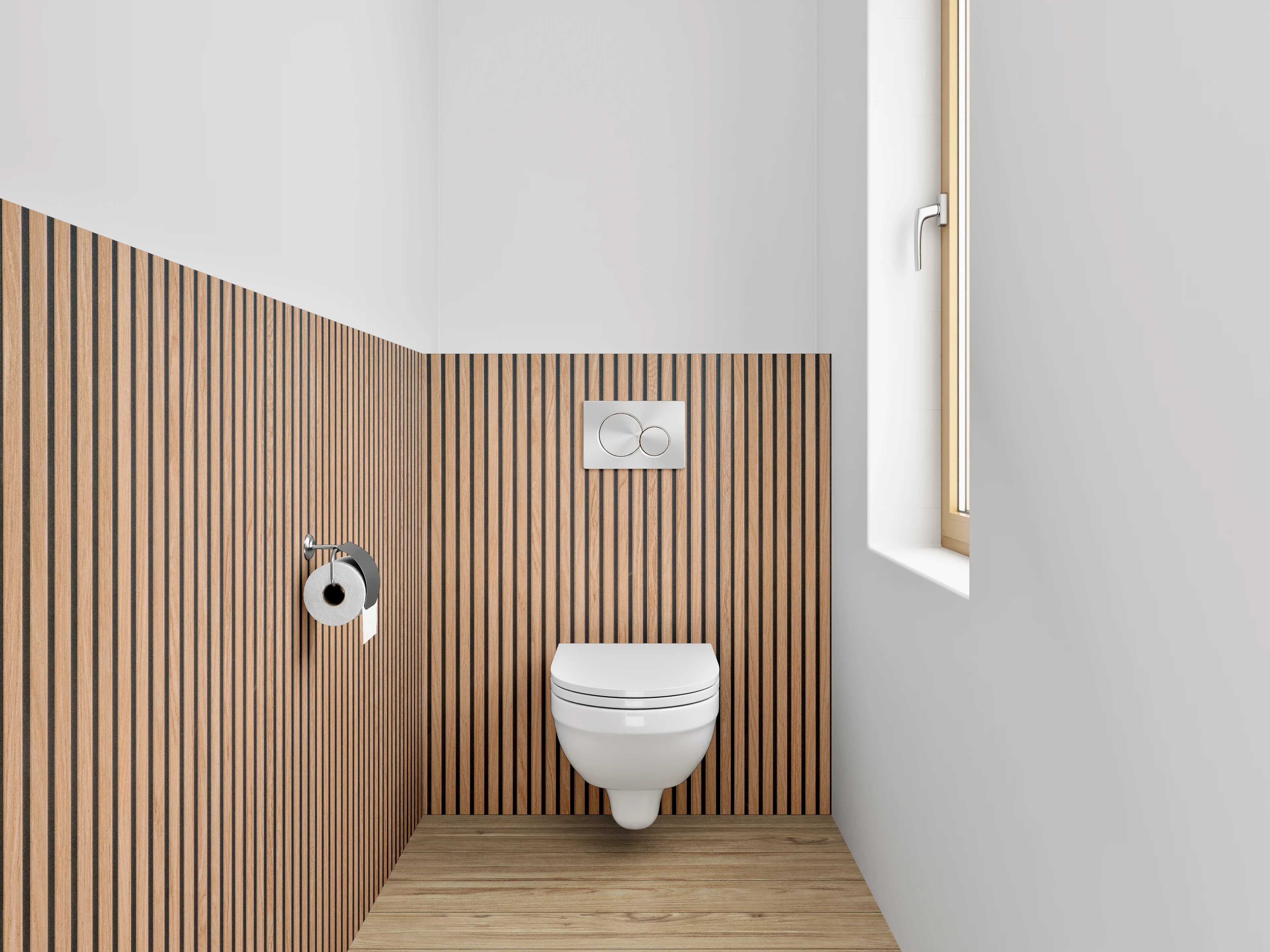 WC-Rückwand - Moderne Holzlamellen Optik