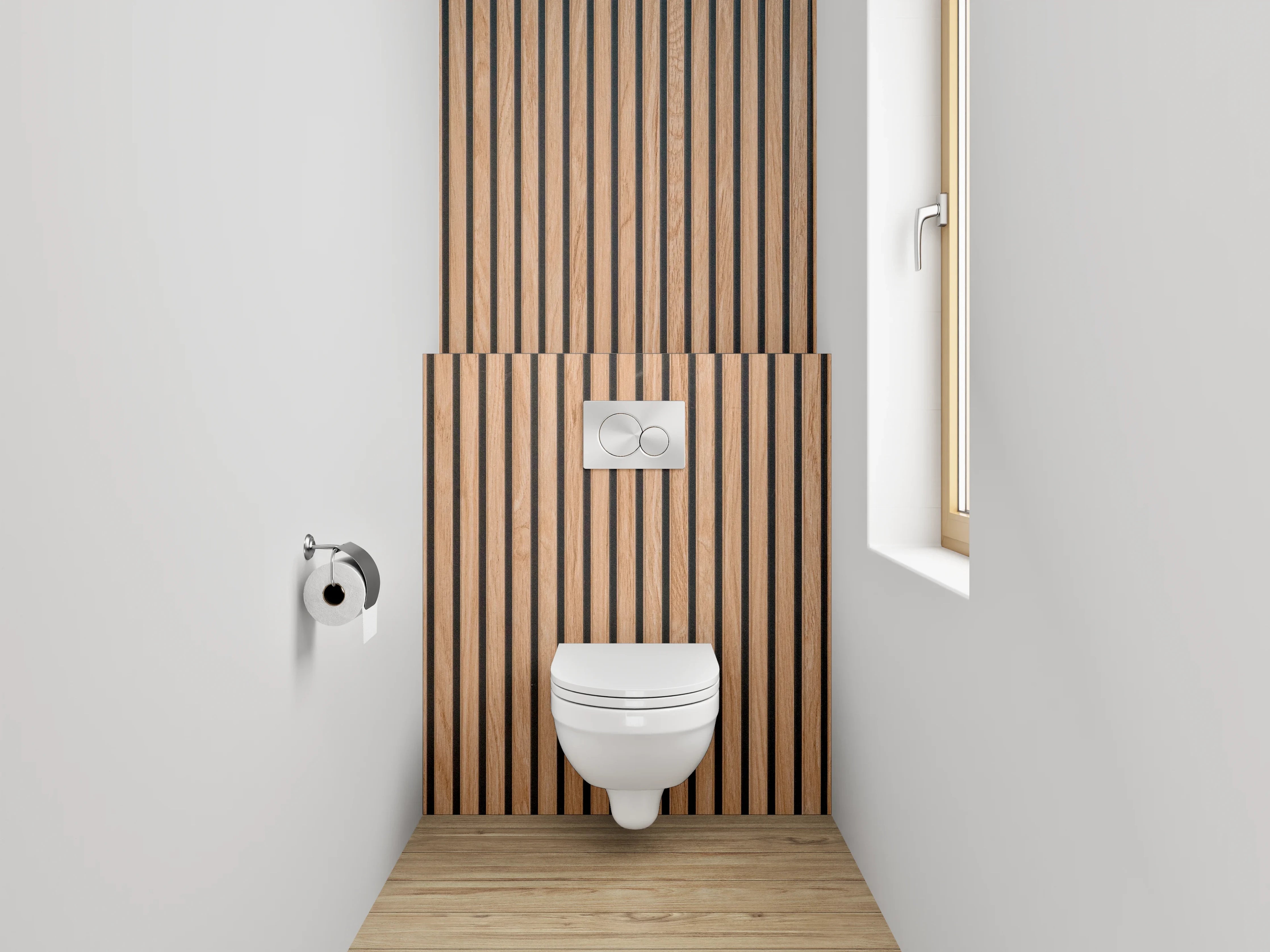 WC-Rückwand - Moderne Holzlamellen Optik