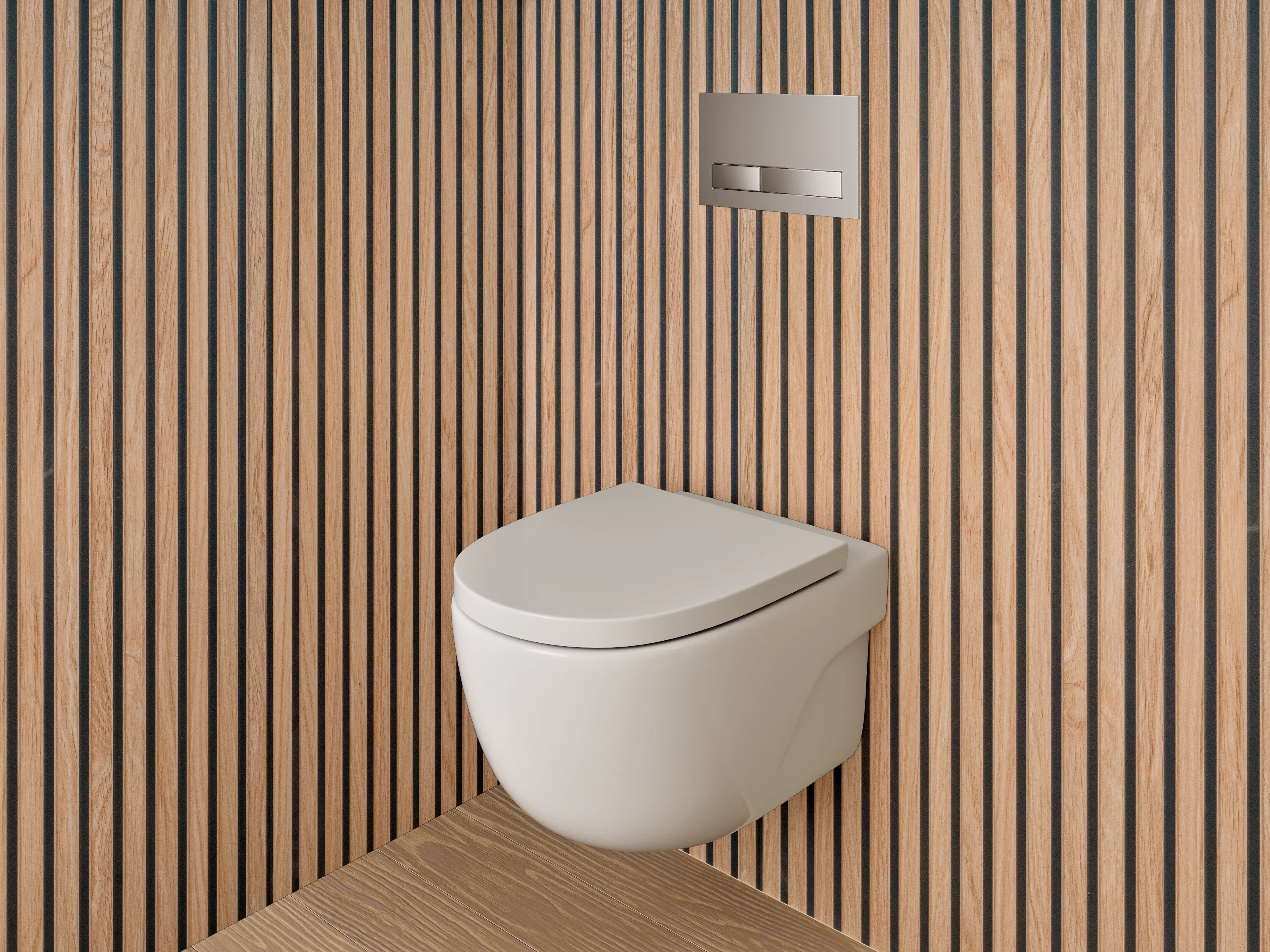 WC-Rückwand - Moderne Holzlamellen Optik