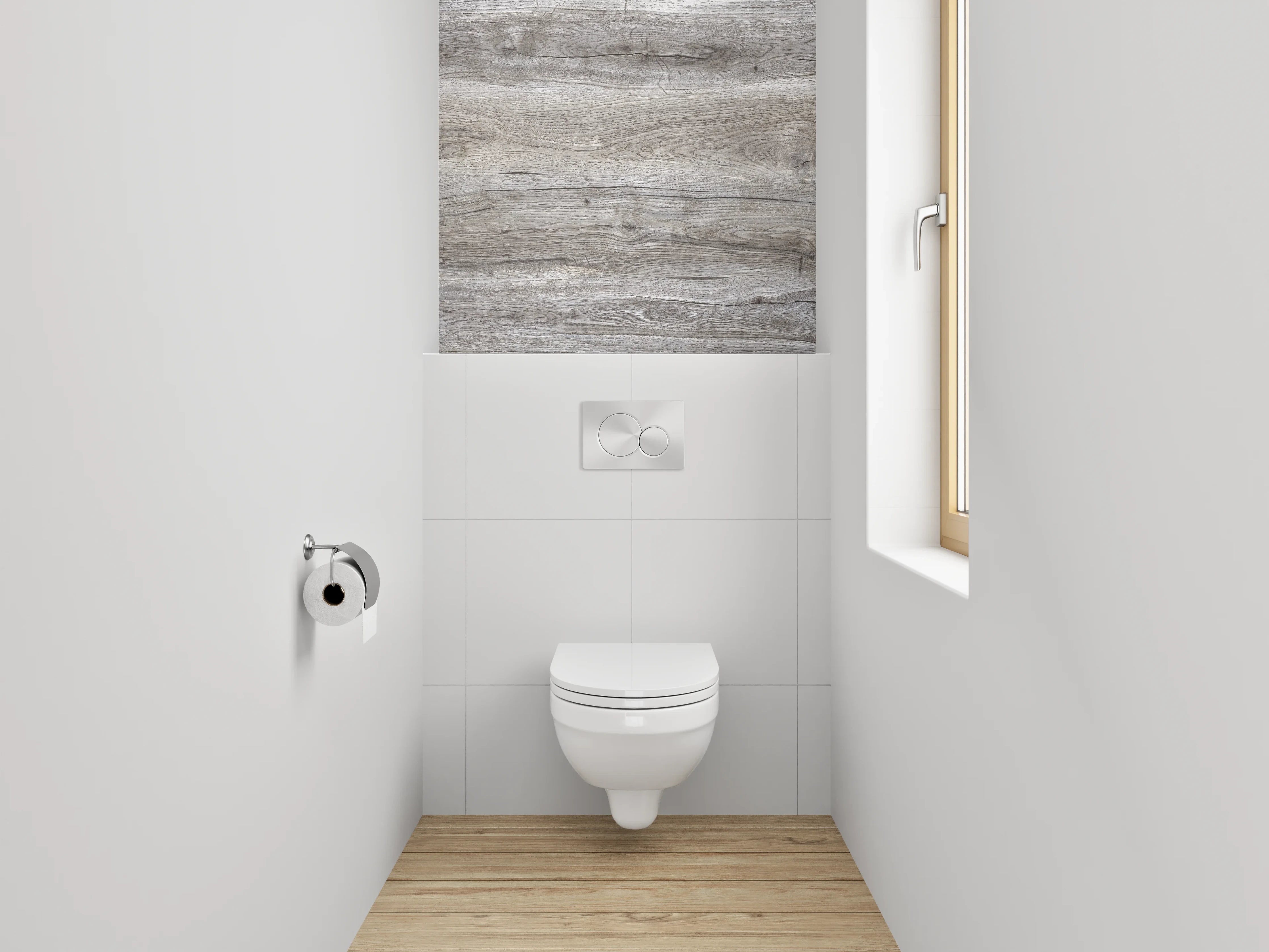 WC-Rückwand - Moderne Holzoptik Grau Braun
