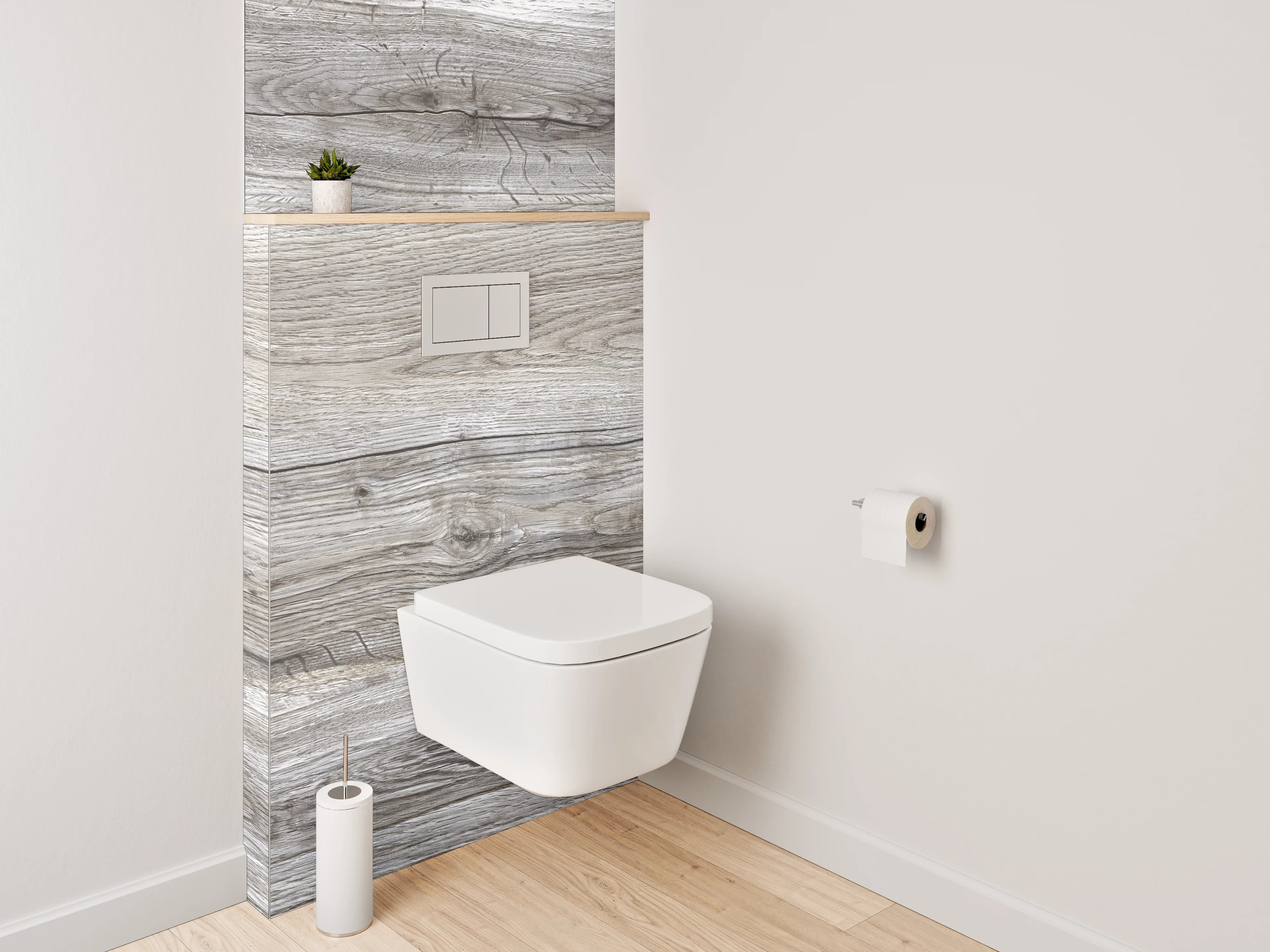 WC-Rückwand - Moderne Holzoptik Grau Braun