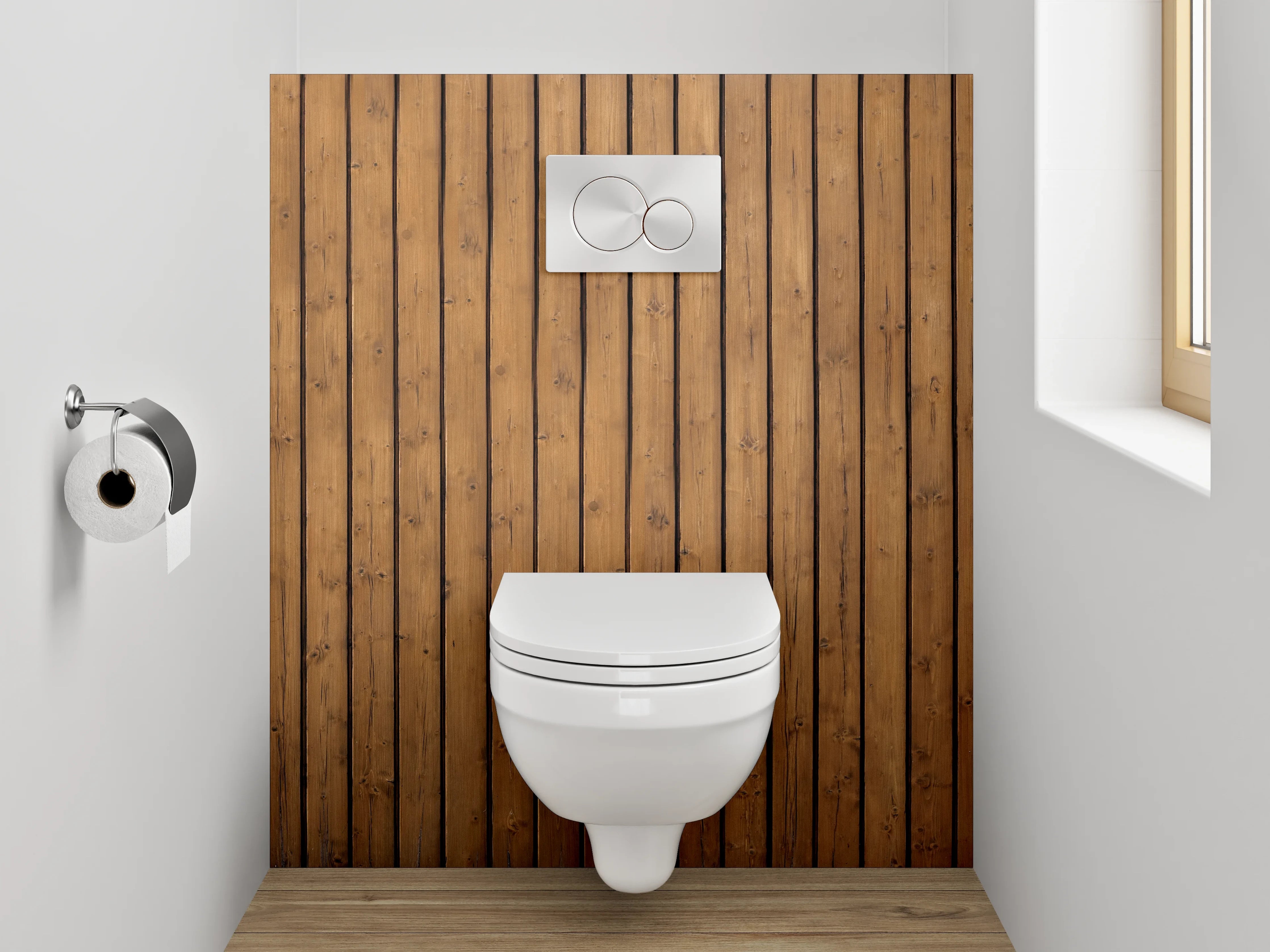 WC-Rückwand - Moderne Holzpaneel-Wandstruktur Braun