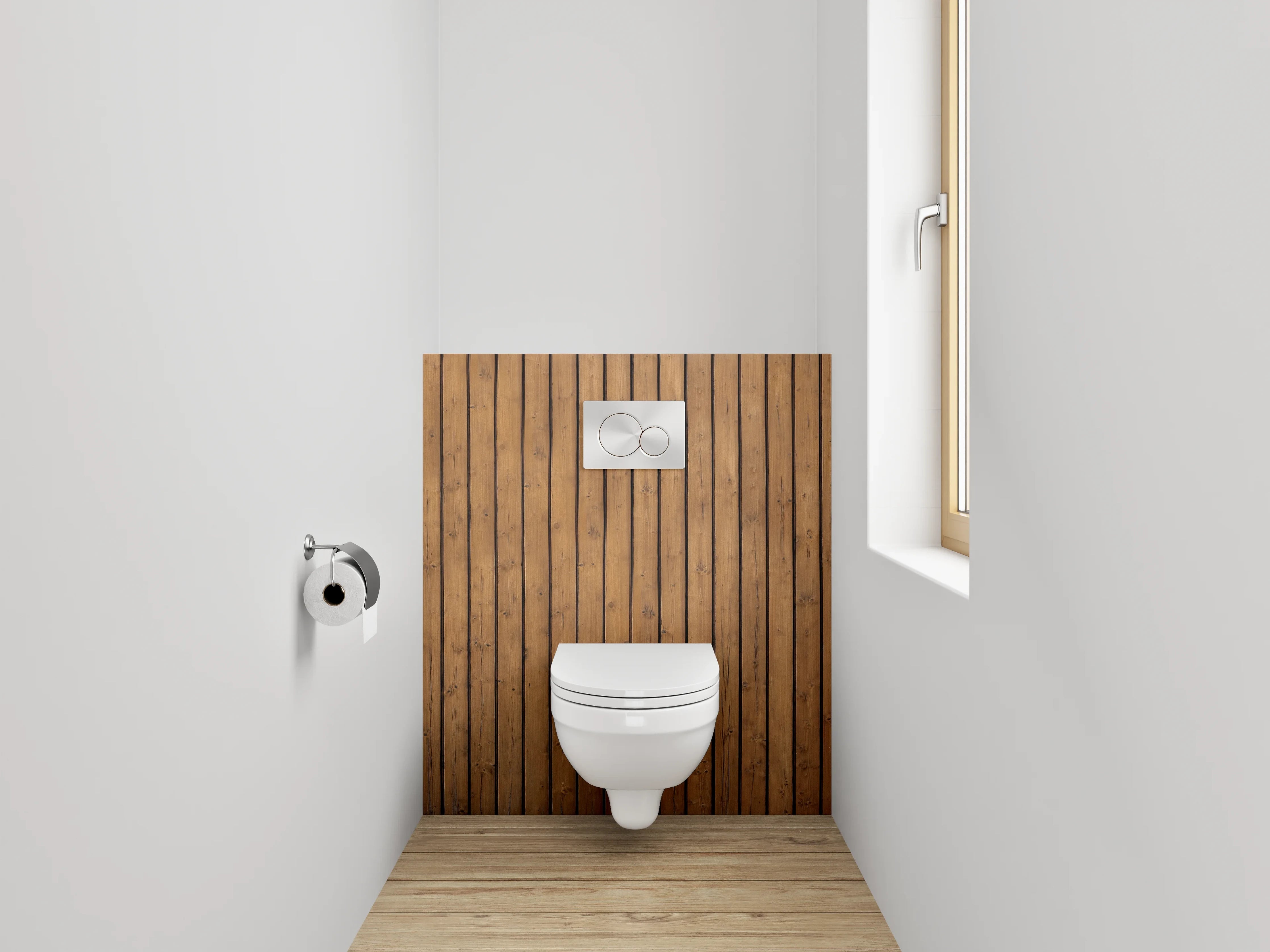 WC-Rückwand - Moderne Holzpaneel-Wandstruktur Braun