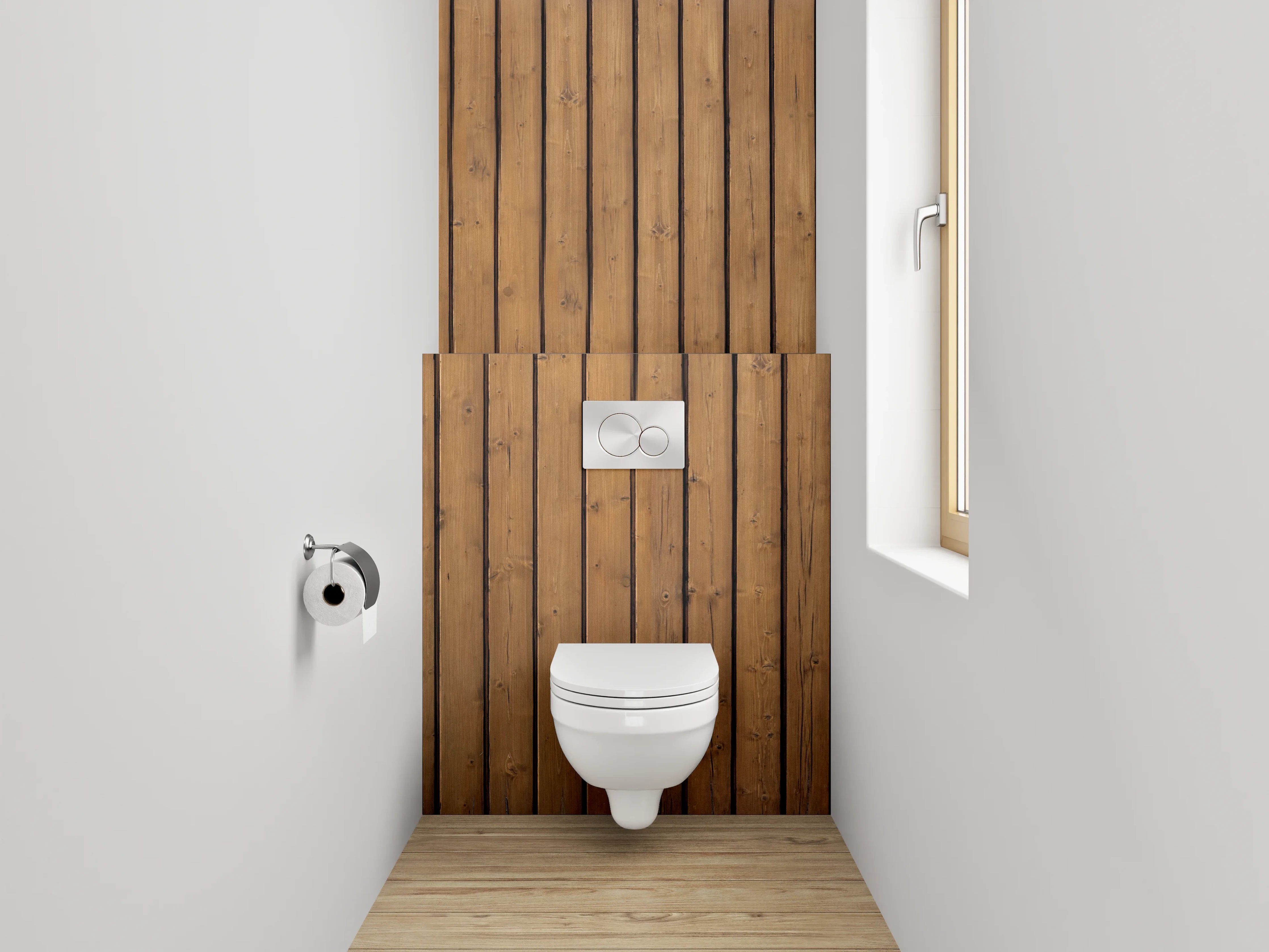 WC-Rückwand - Moderne Holzpaneel-Wandstruktur Braun