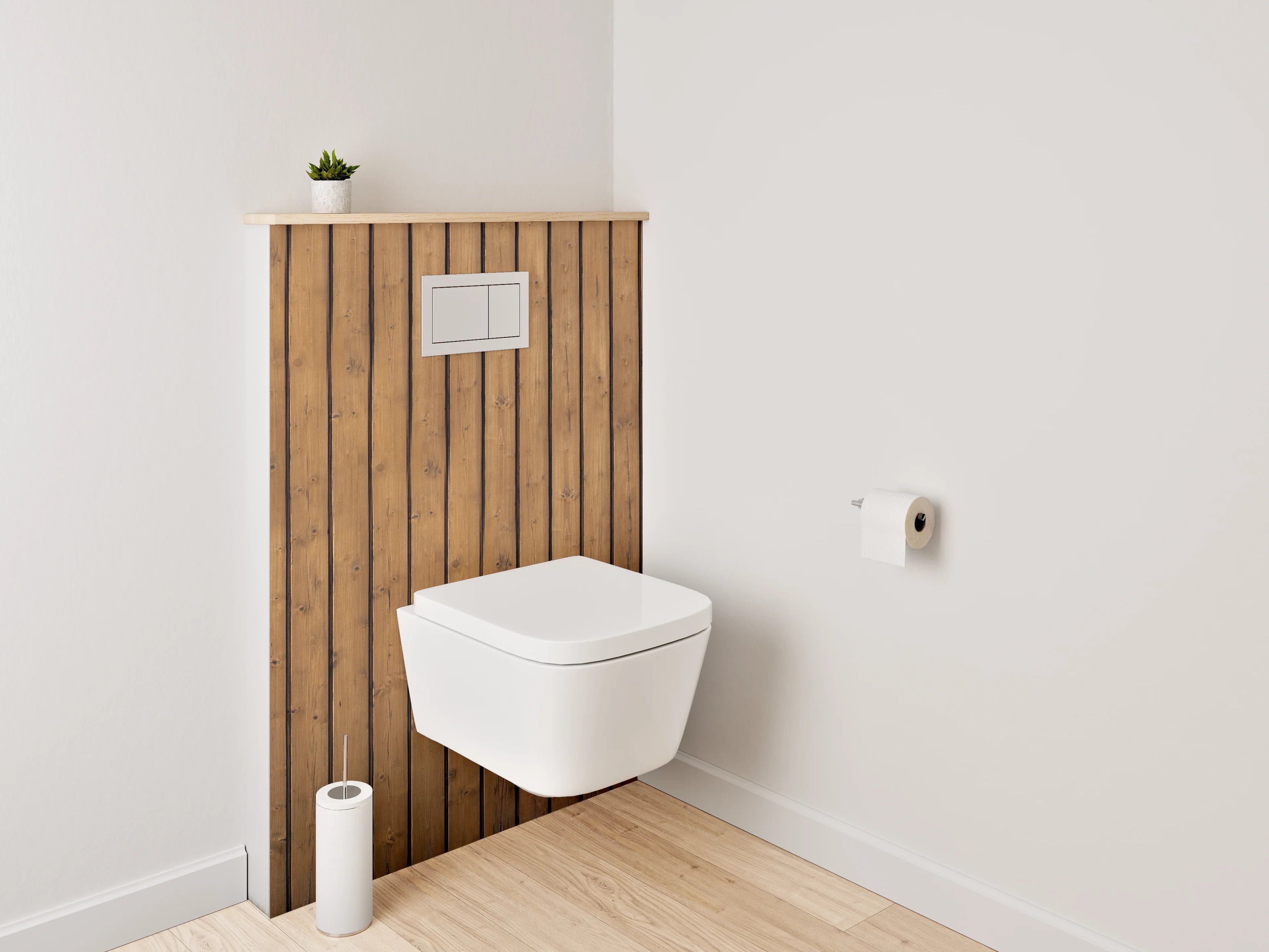 WC-Rückwand - Moderne Holzpaneel-Wandstruktur Braun