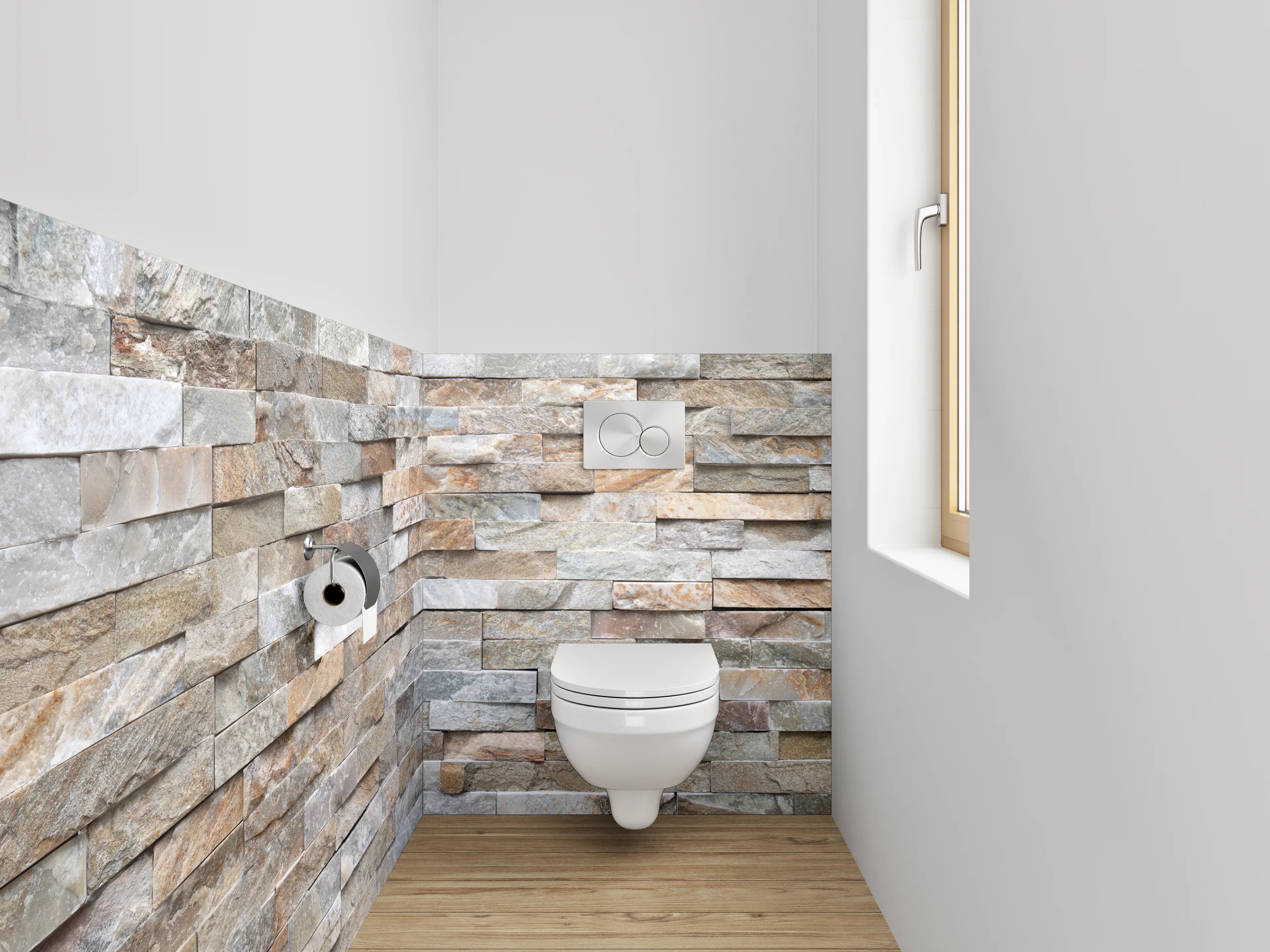 WC-Rückwand - Moderne Naturstein-Optik Wandverkleidung
