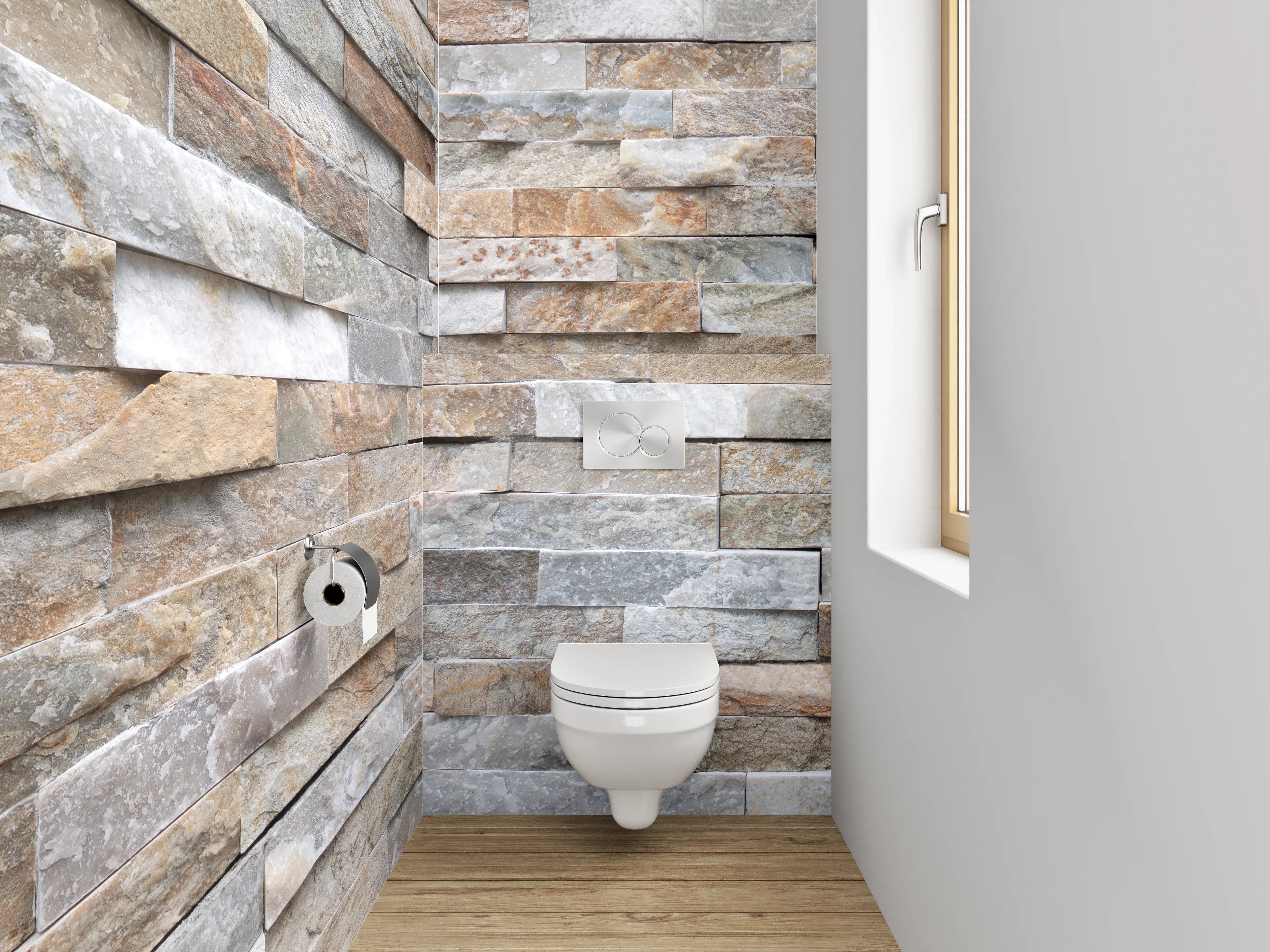 WC-Rückwand - Moderne Naturstein-Optik Wandverkleidung