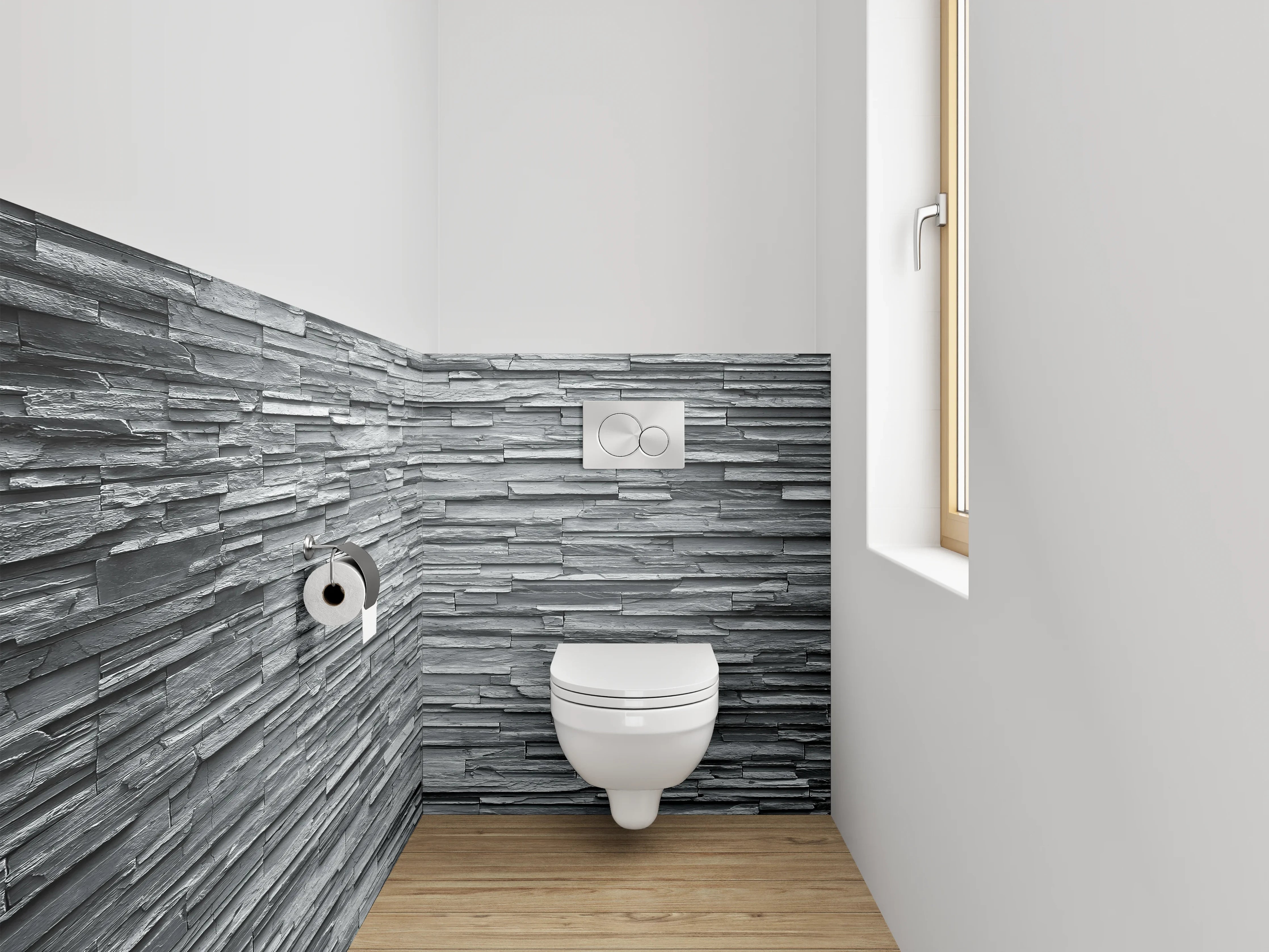 WC-Rückwand - Moderne Schiefer-Optik in Grau