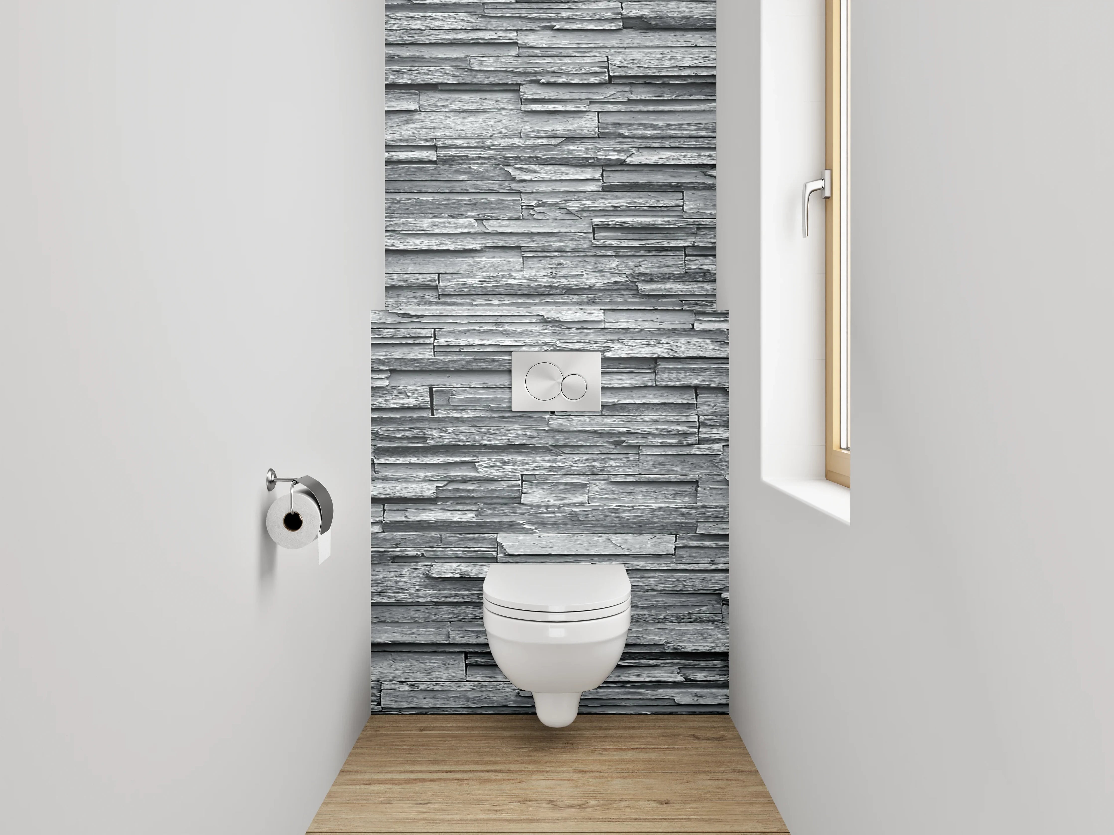 WC-Rückwand - Moderne Schiefer-Optik in Grau