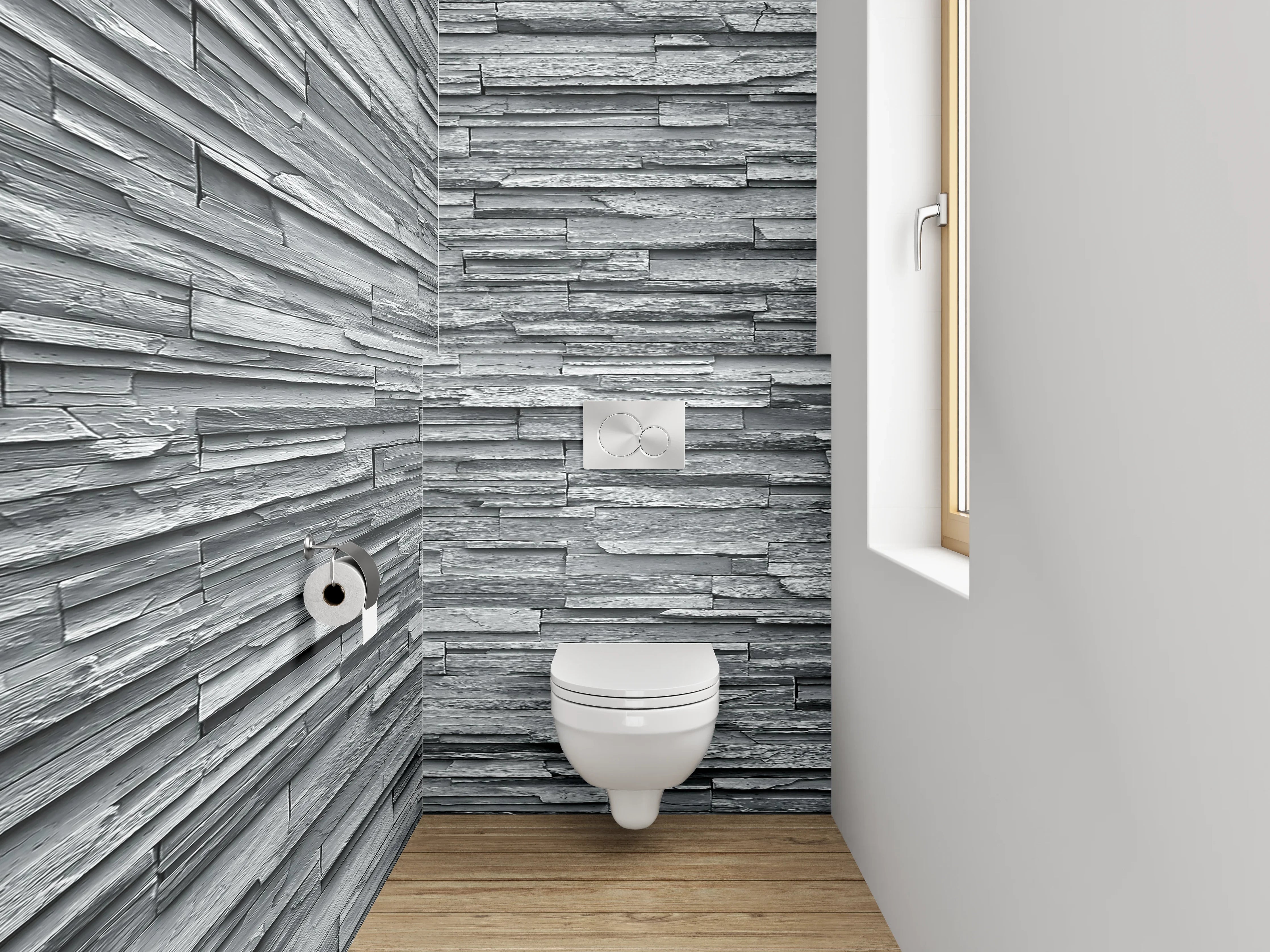 WC-Rückwand - Moderne Schiefer-Optik in Grau