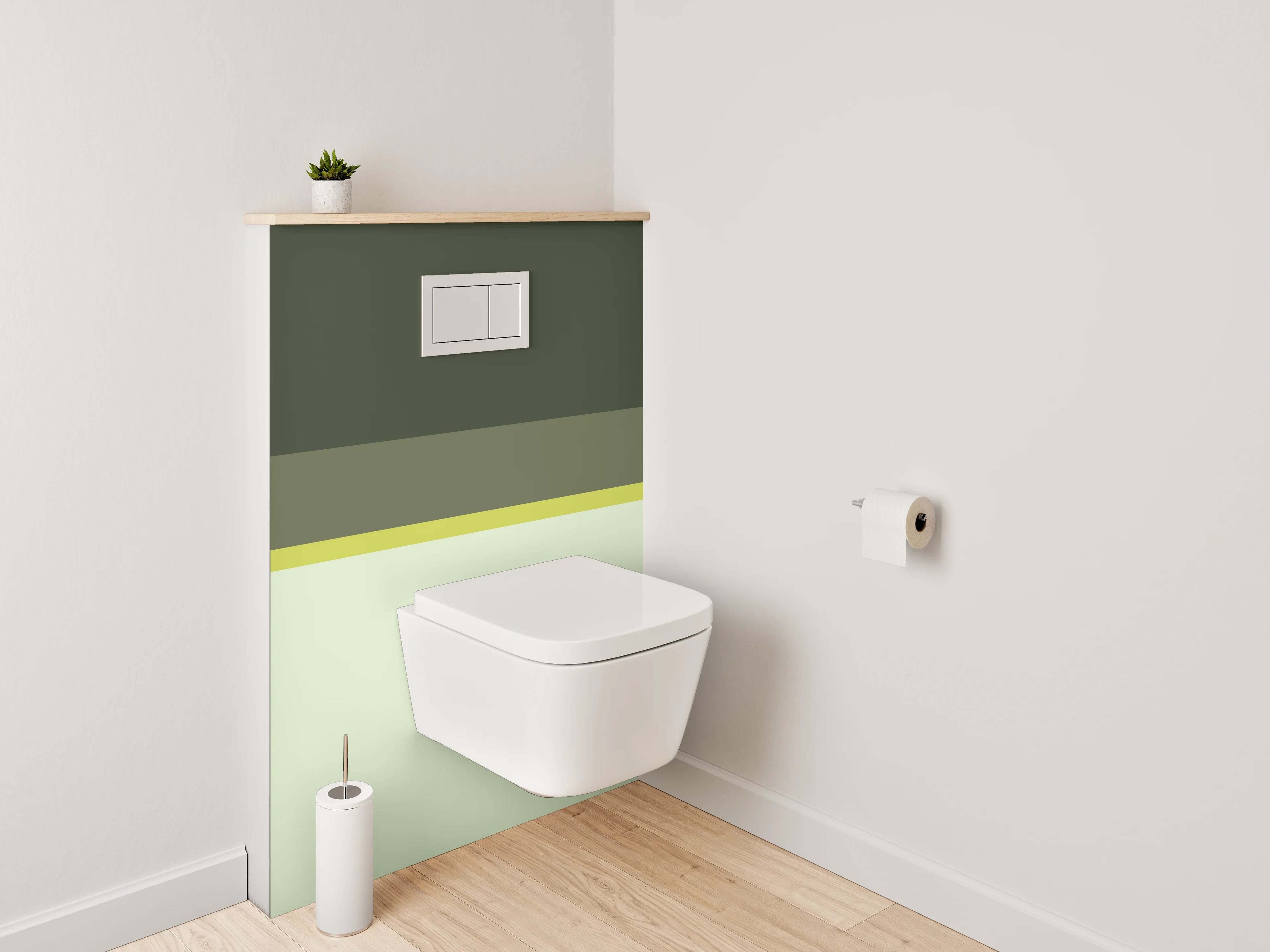 WC-Rückwand - Moderne Streifen in Grüntönen