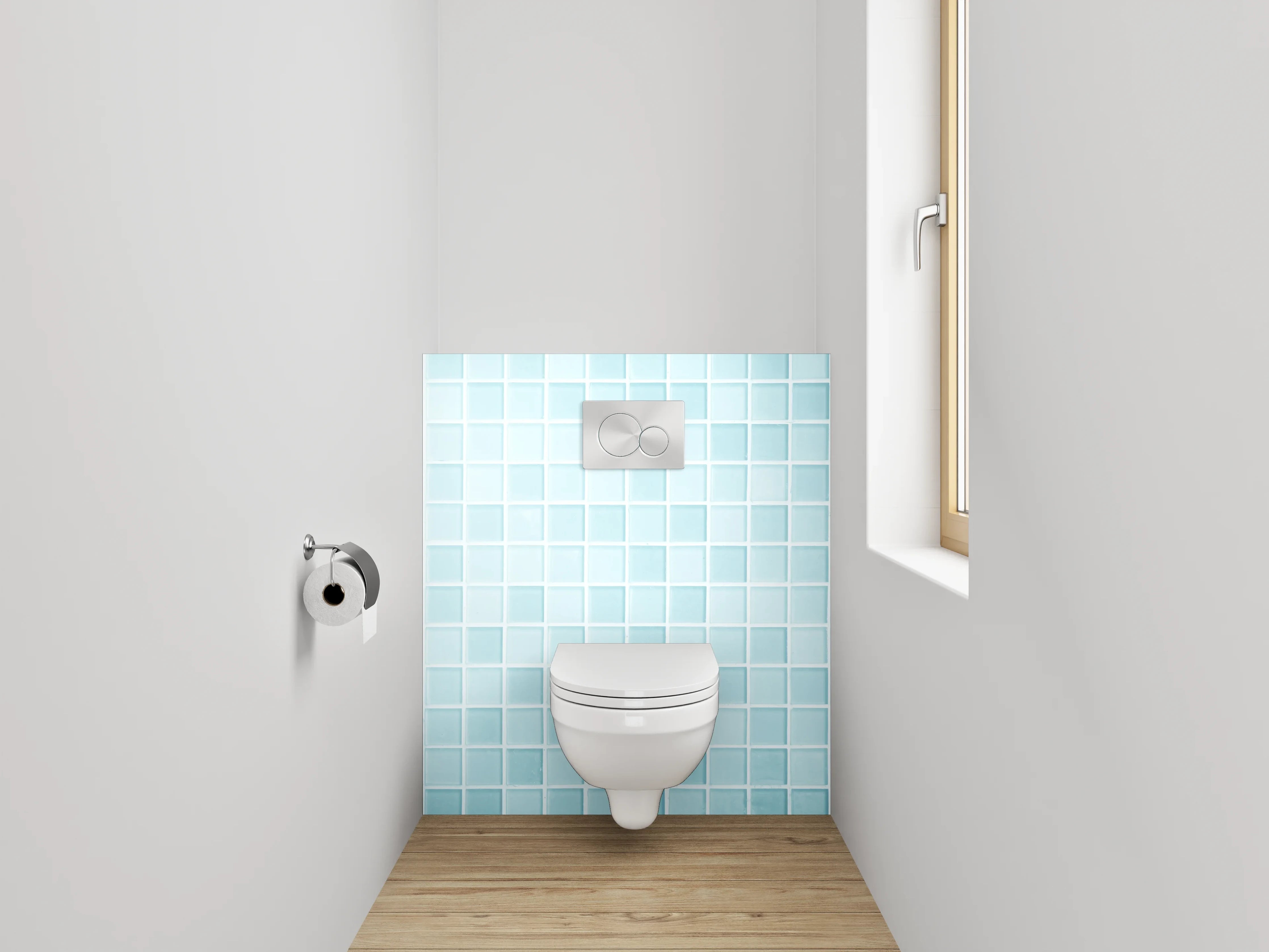 WC-Rückwand - Moderne blaue Mosaikfliesen Wand