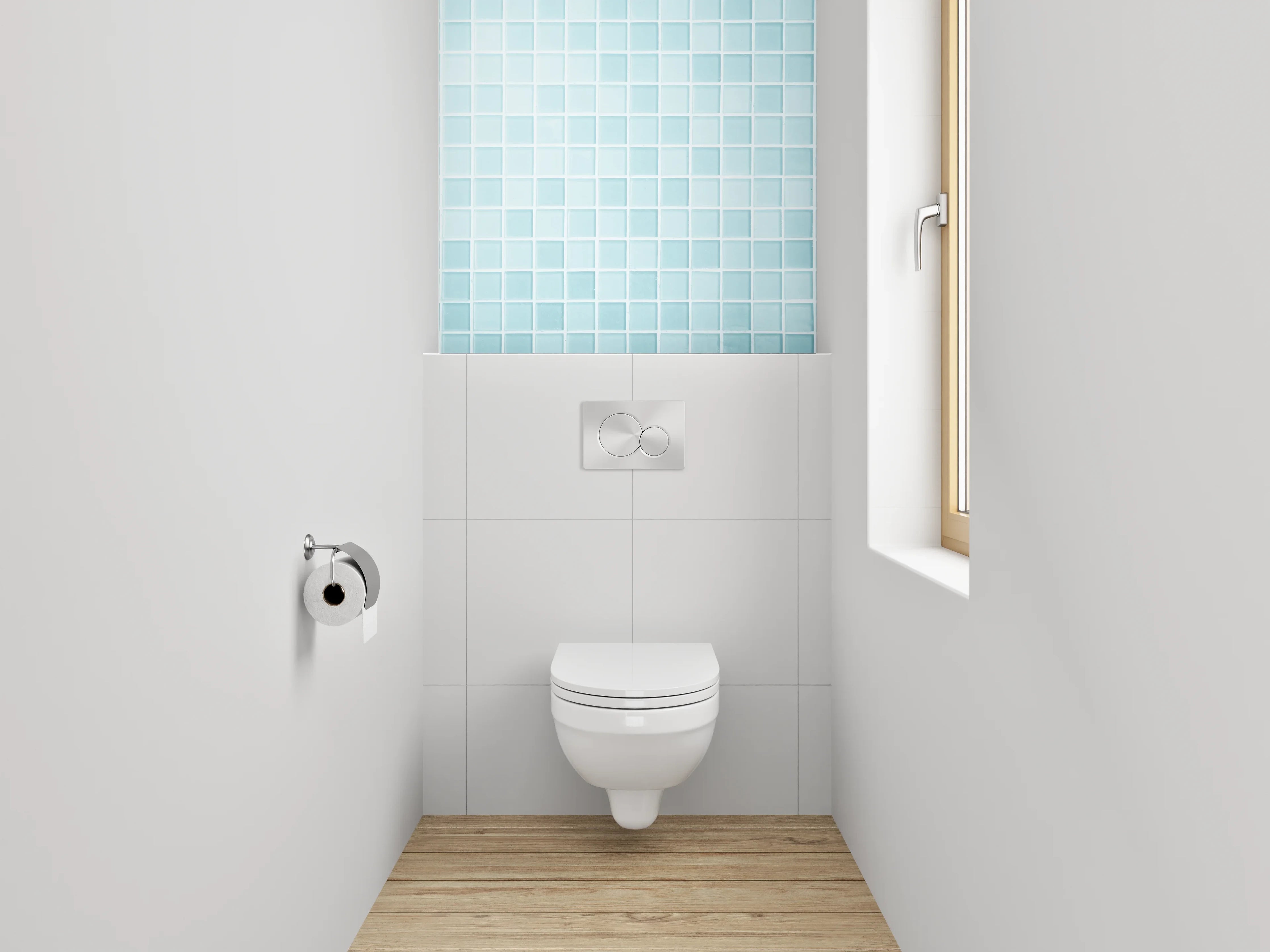 WC-Rückwand - Moderne blaue Mosaikfliesen Wand