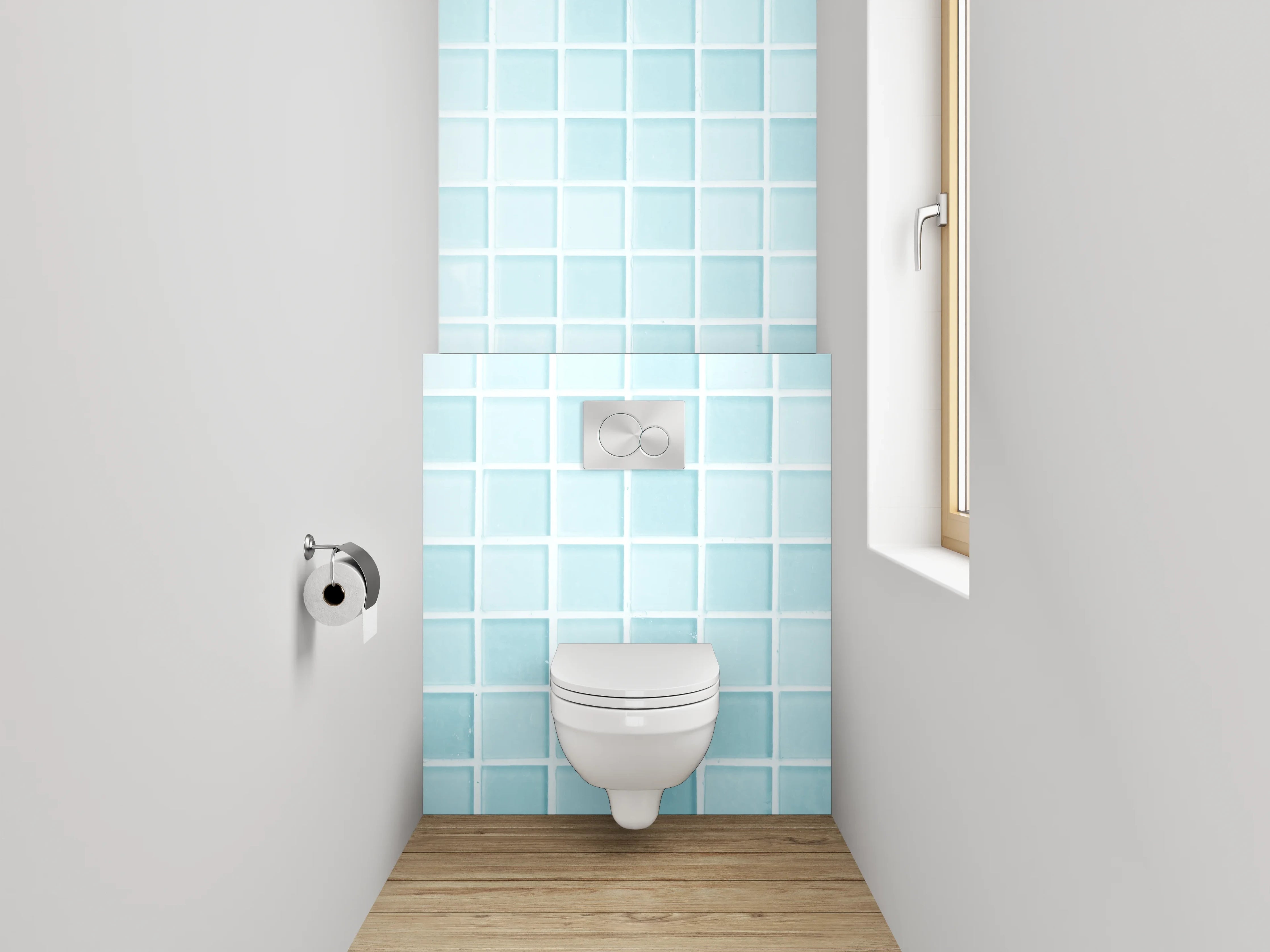 WC-Rückwand - Moderne blaue Mosaikfliesen Wand