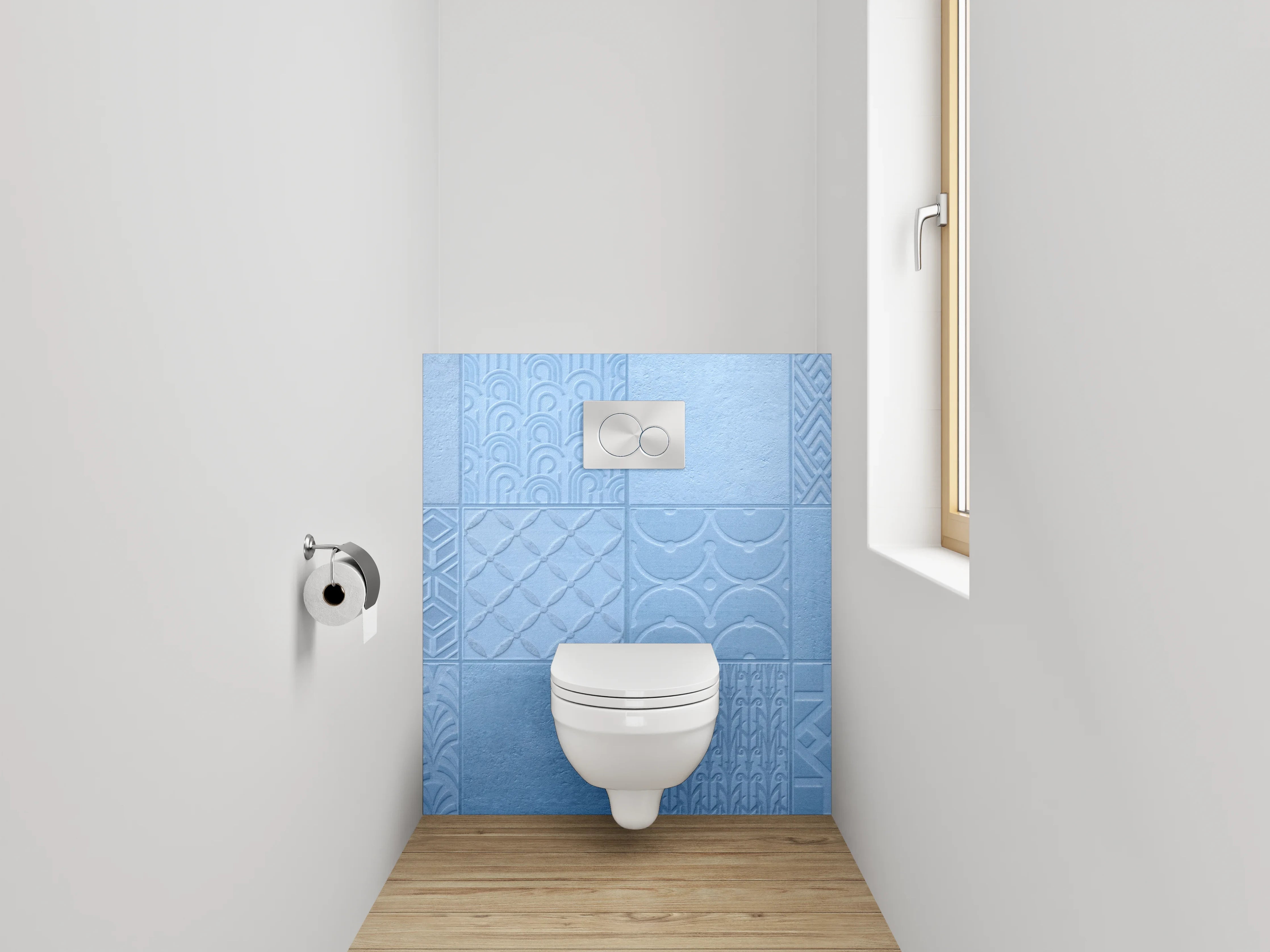 WC-Rückwand - Moderne blaue Muster-Fliesen-Optik